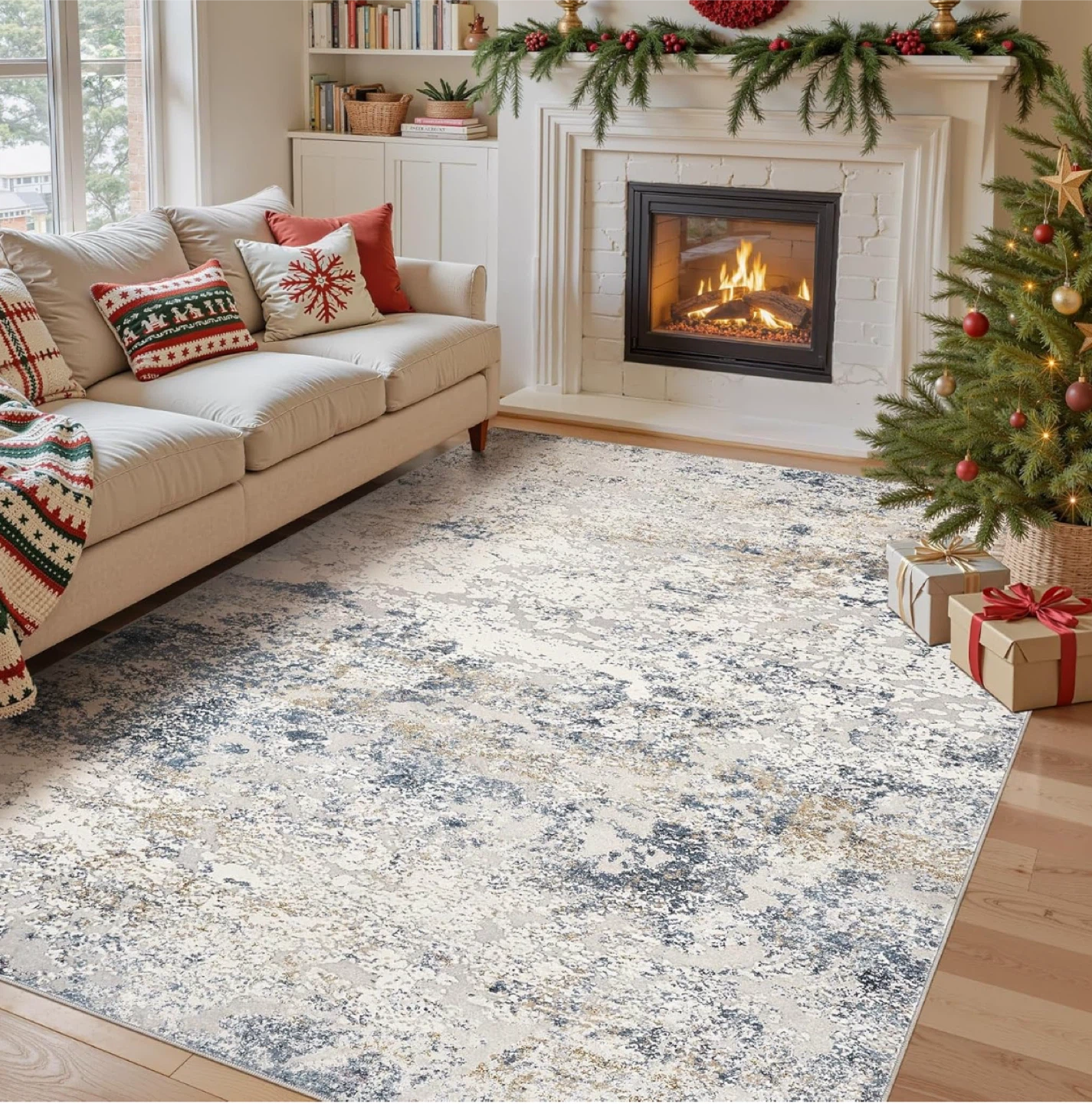 9' x 12' Beige Blue Area Rug - New in Box! - photo 2