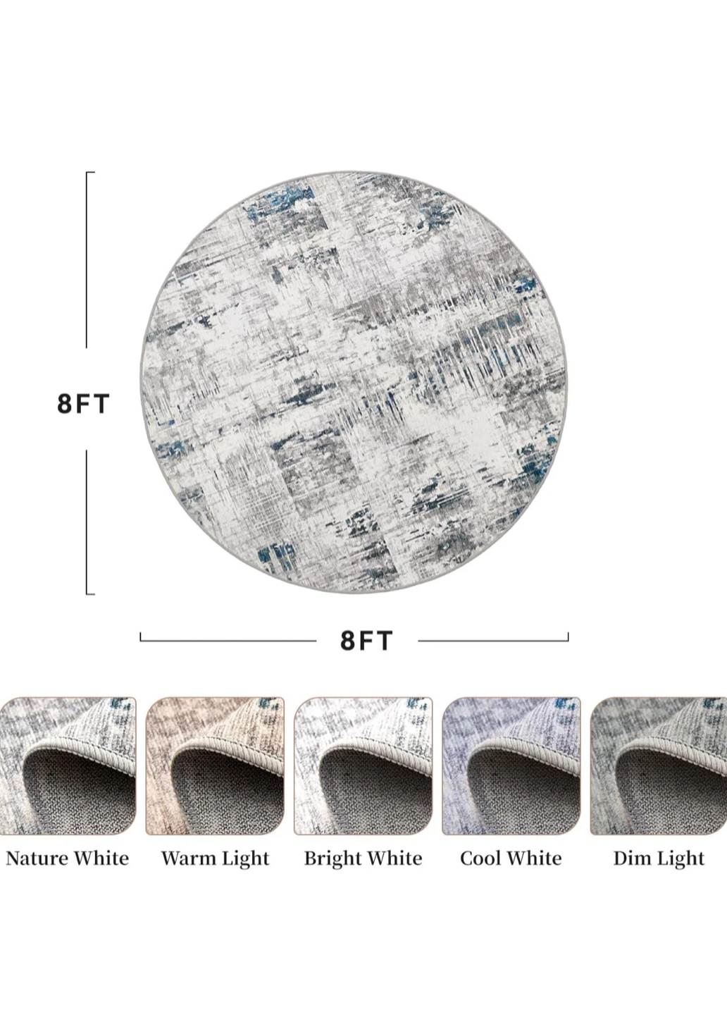 8 FT Round Area Rug - Nature White - photo 2