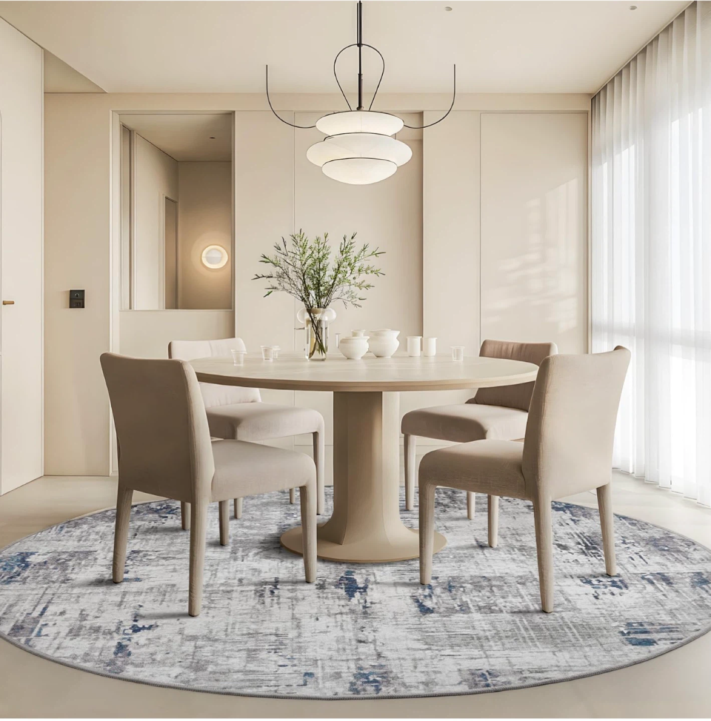 8 FT Round Area Rug - Nature White - photo 3