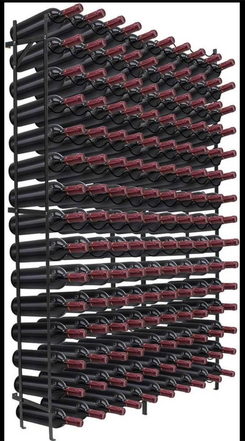 Elegant 150-Bottle Free Standing Wine Rack (Black Metal) - photo 2