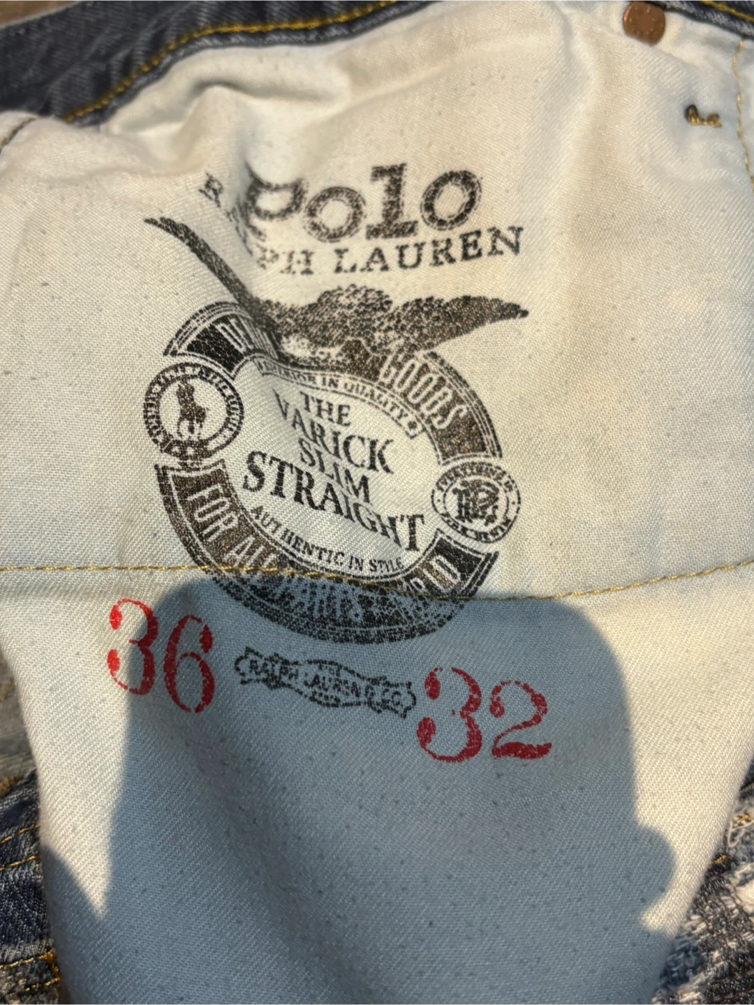 Polo Ralph Lauren Varick Slim Straight Jeans 36x32 - photo 3