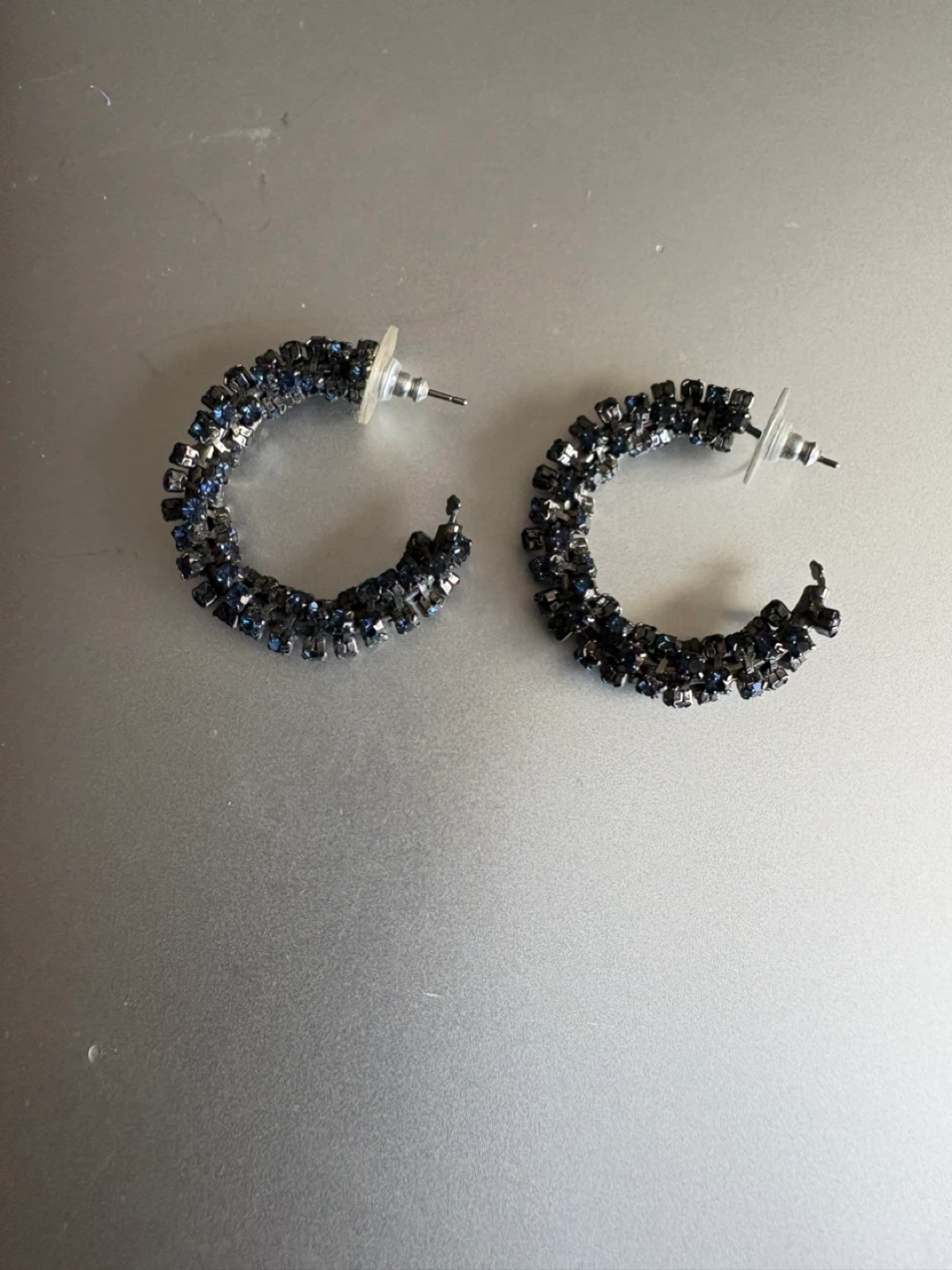 Sparkly Blue Hoop Earrings