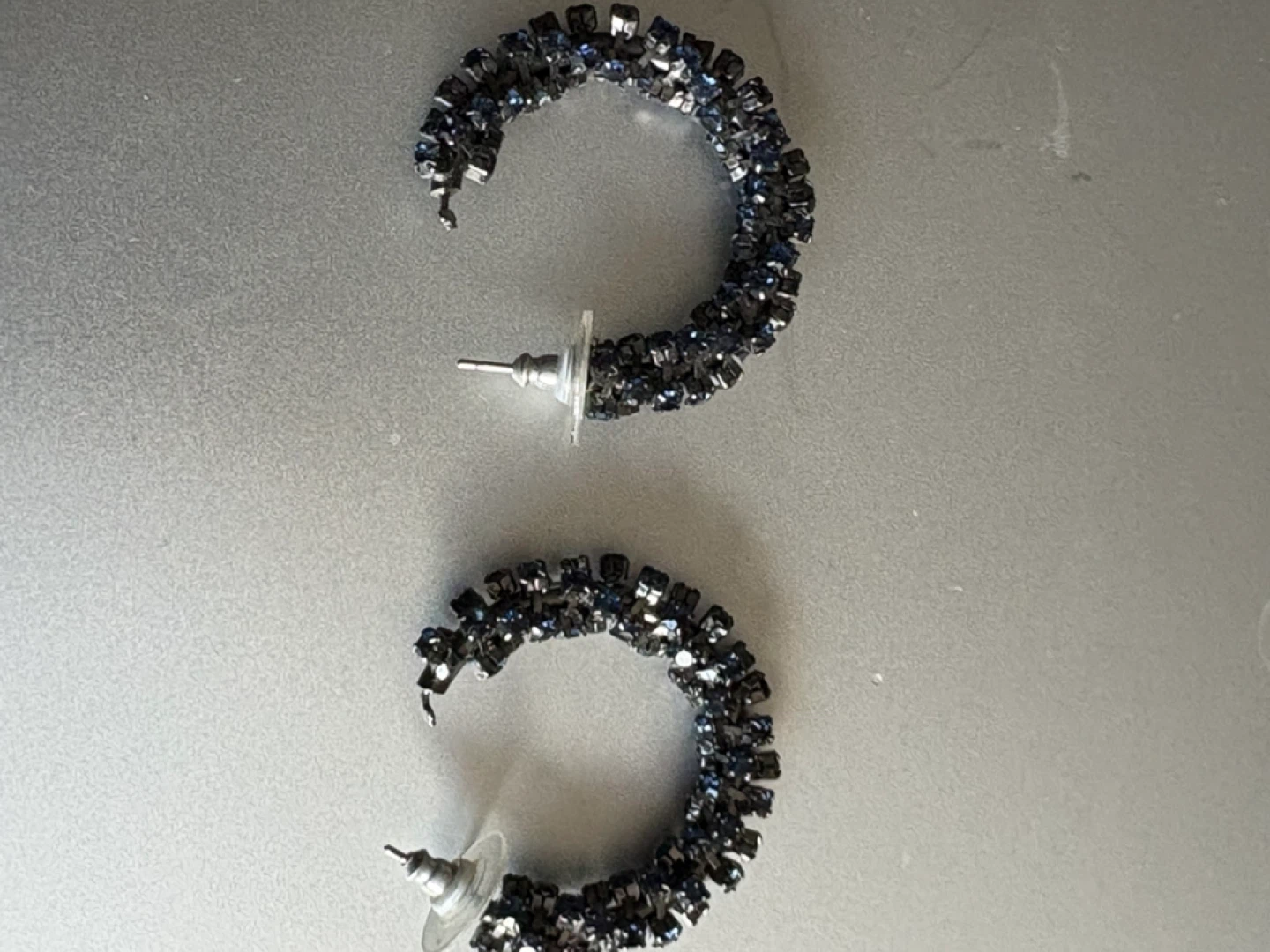 Sparkly Blue Hoop Earrings - photo 2