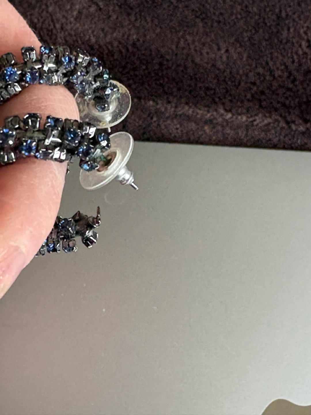 Sparkly Blue Hoop Earrings - photo 3