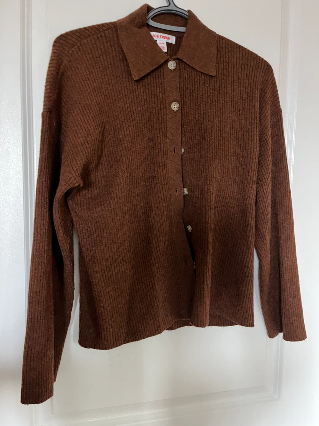 Joe Fresh Brown Knit Button-Up - Size XS