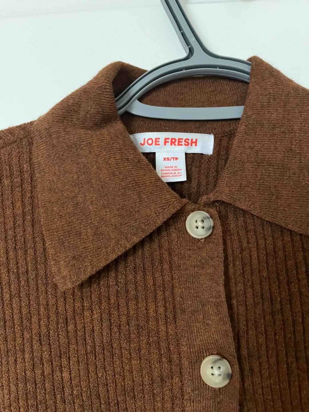 Joe Fresh Brown Knit Button-Up - Size XS - photo 2