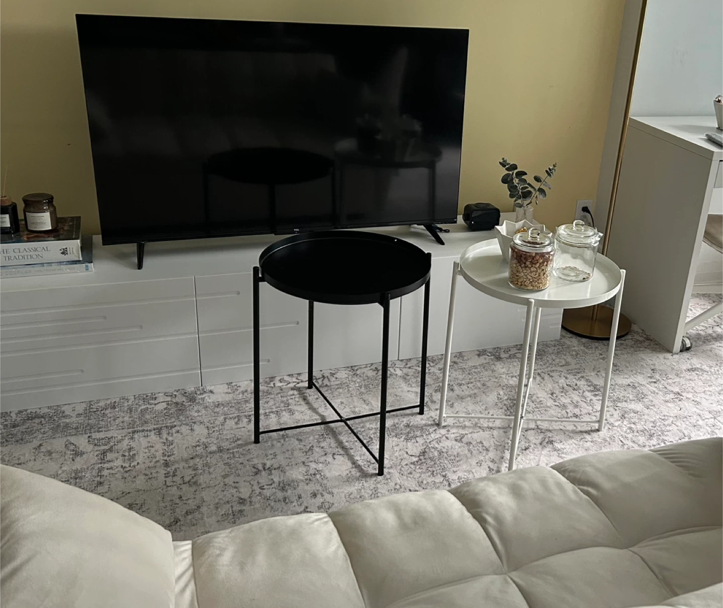 IKEA Gladom Tray Table, Black & White