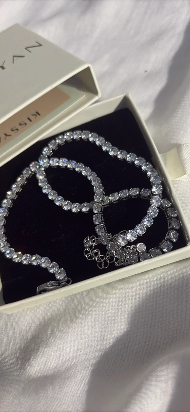 Sparkly CZ Tennis Necklace — Silver-Tone, Brand New In Box! - photo 2