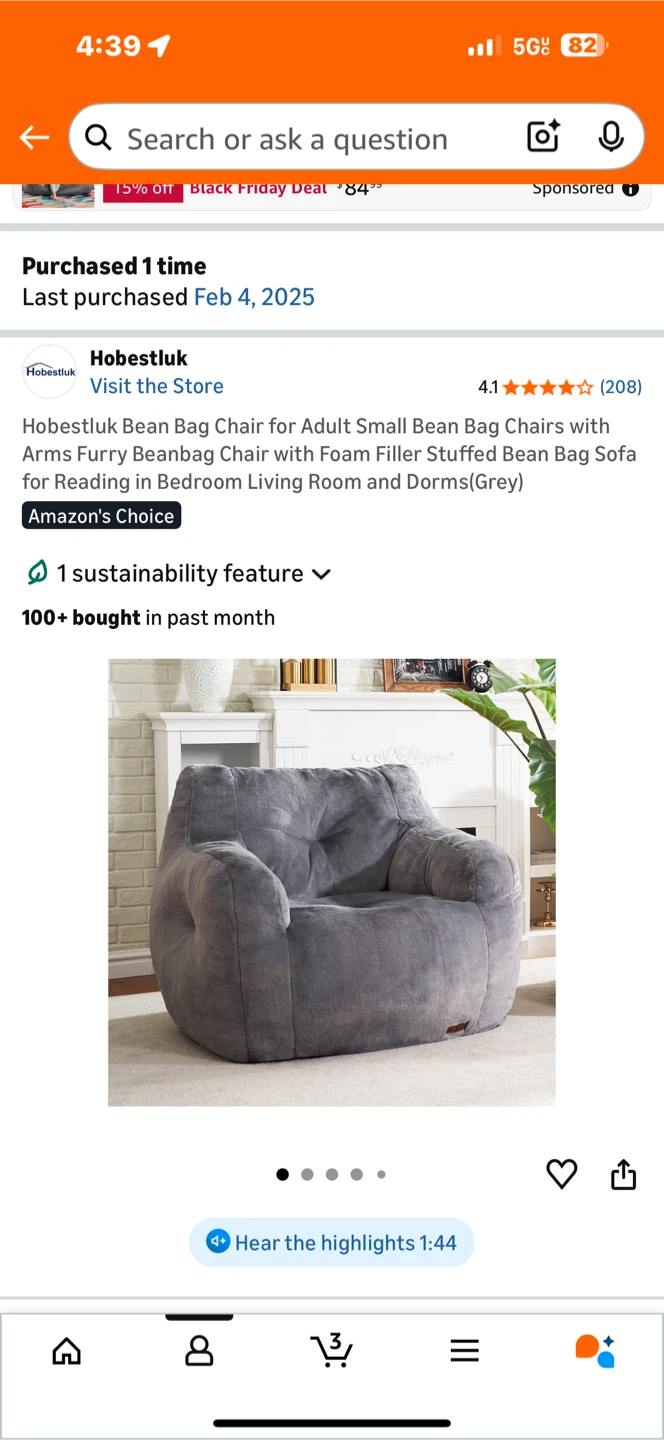 Hobestluk Furry Bean Bag Chair