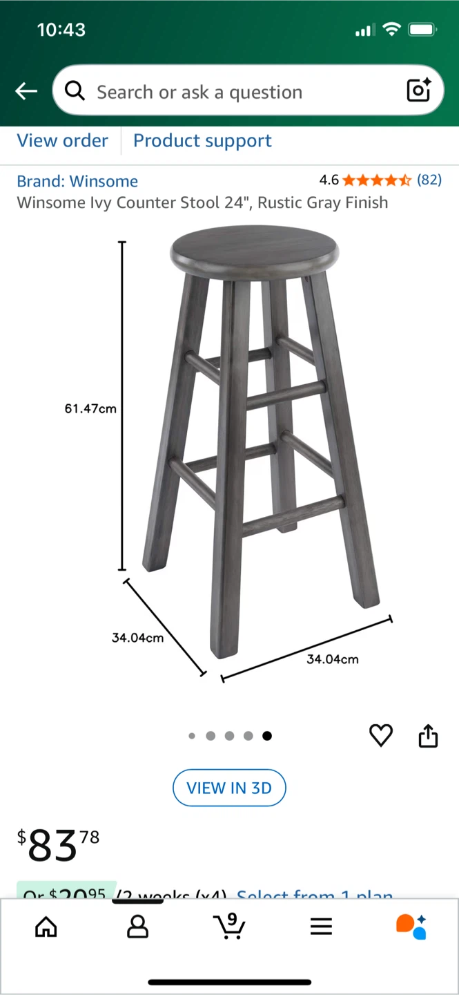 Winsome Ivy Counter Stool 24" Rustic Gray - photo 4