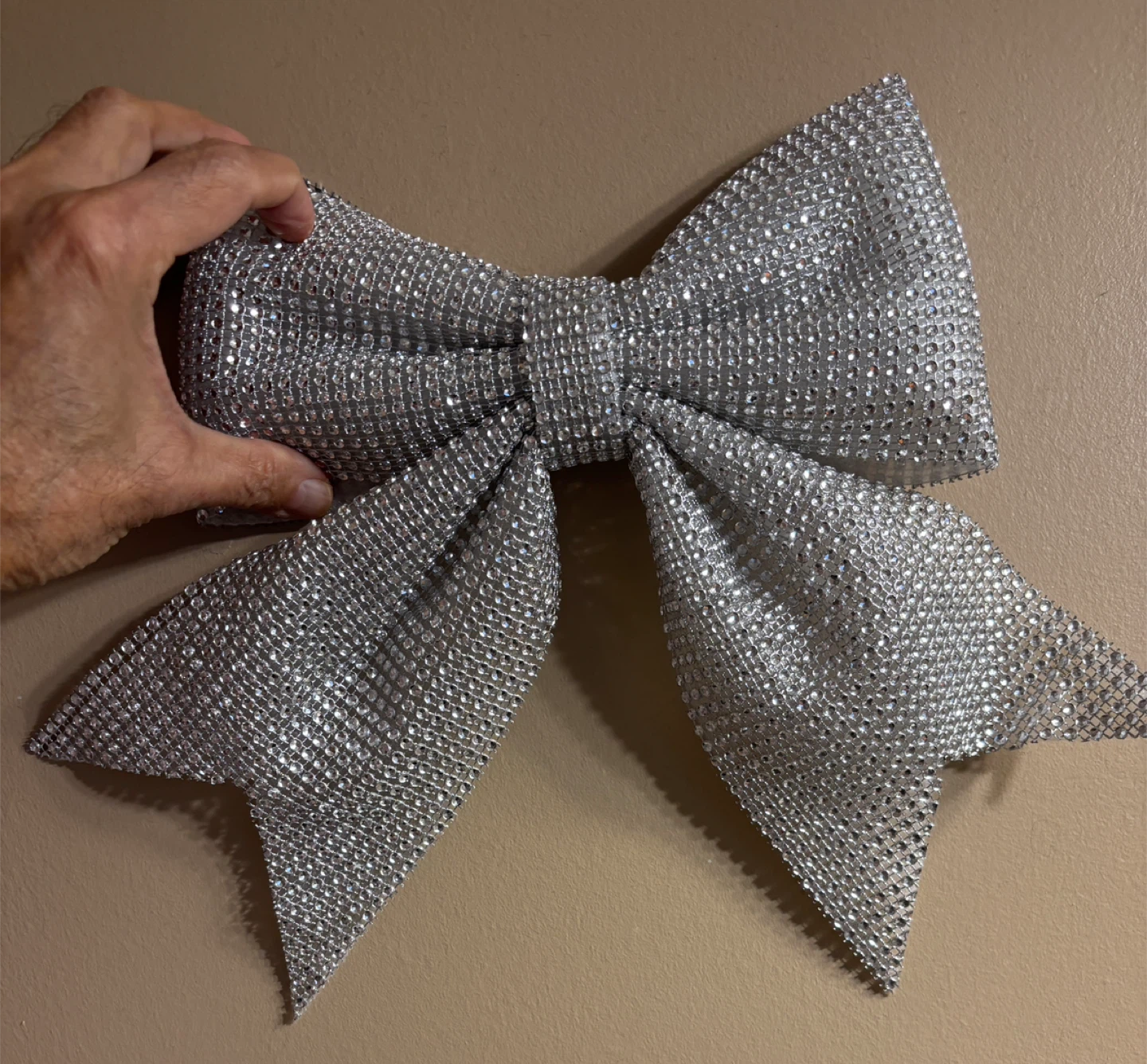 Beautiful Silver Decorative Bow (10” length)