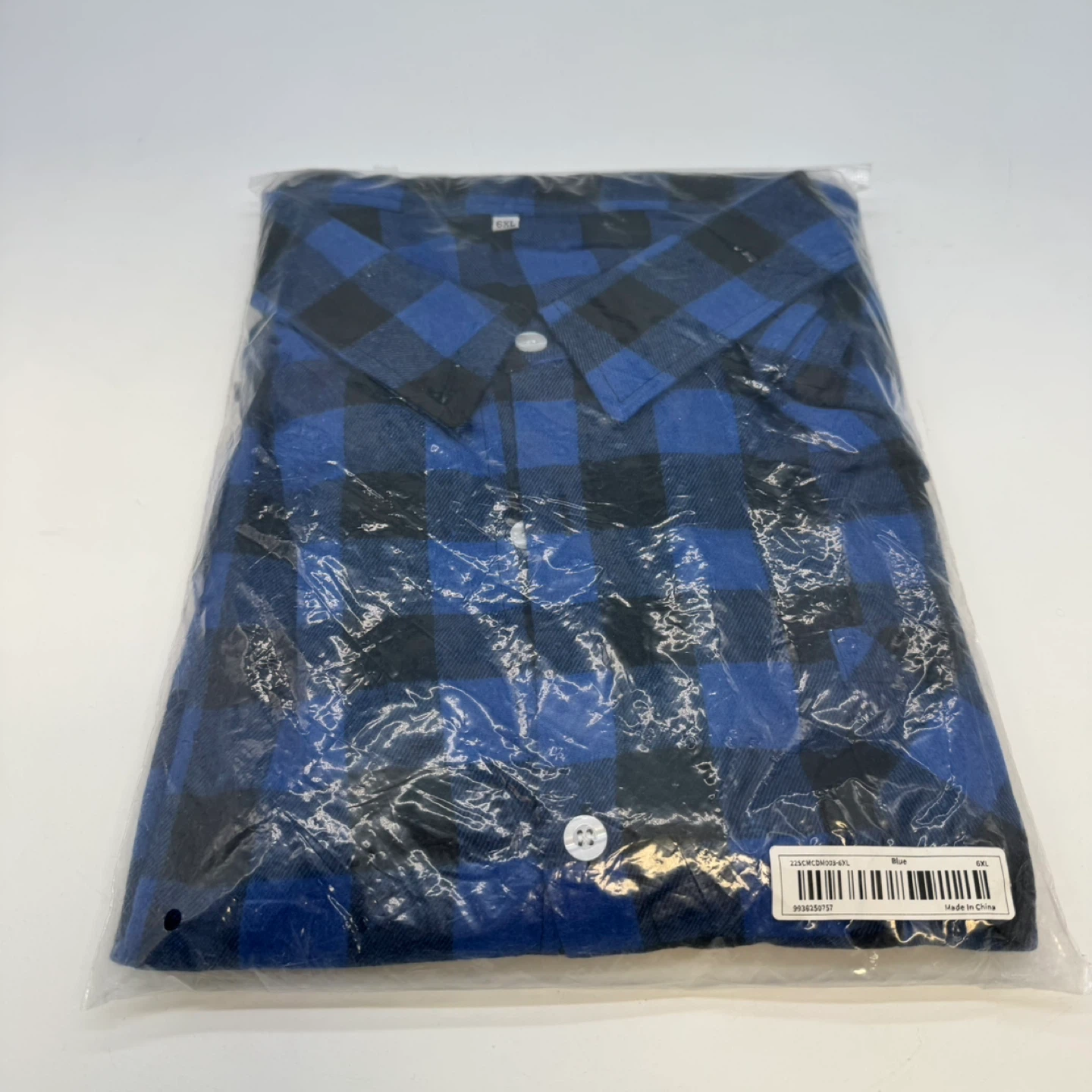 New Men’s Blue & Black Plaid Flannel Shirt – Size 6XL - photo 2