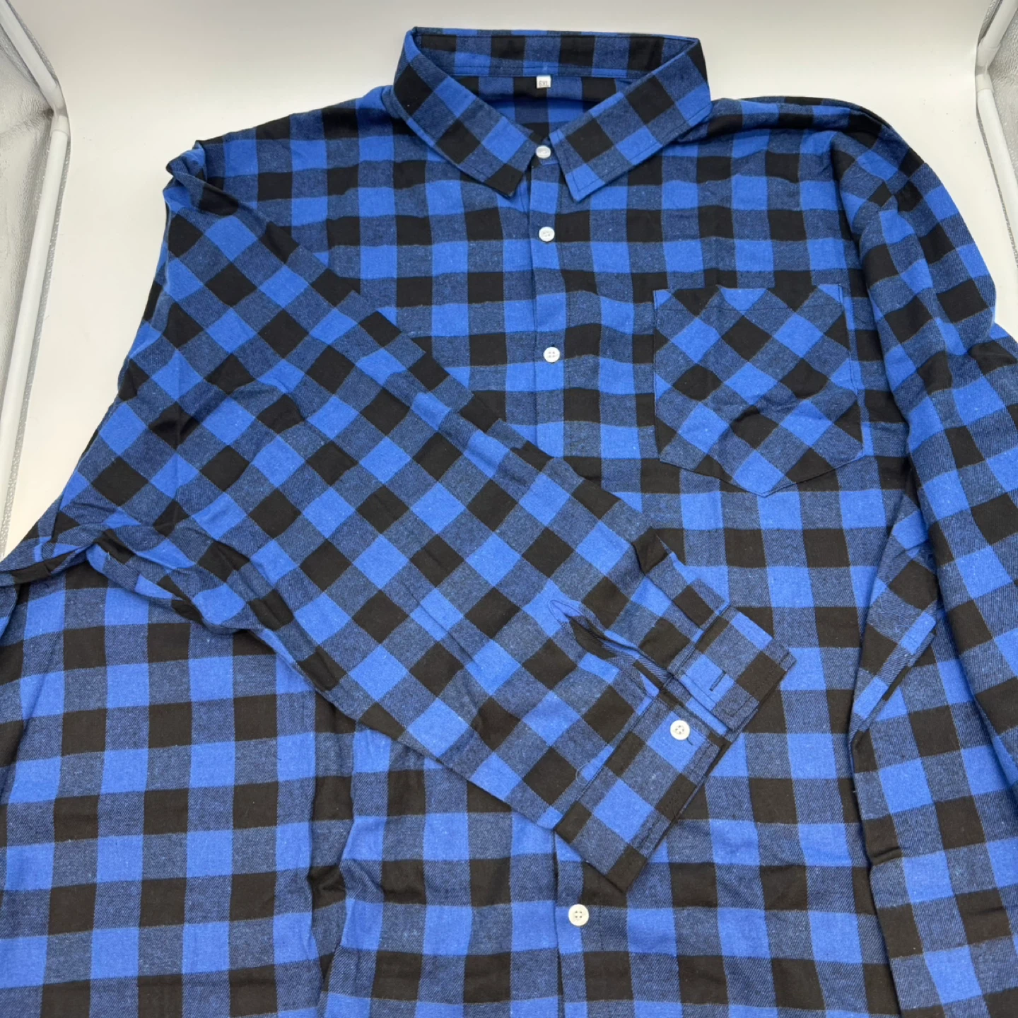 New Men’s Blue & Black Plaid Flannel Shirt – Size 6XL - photo 3