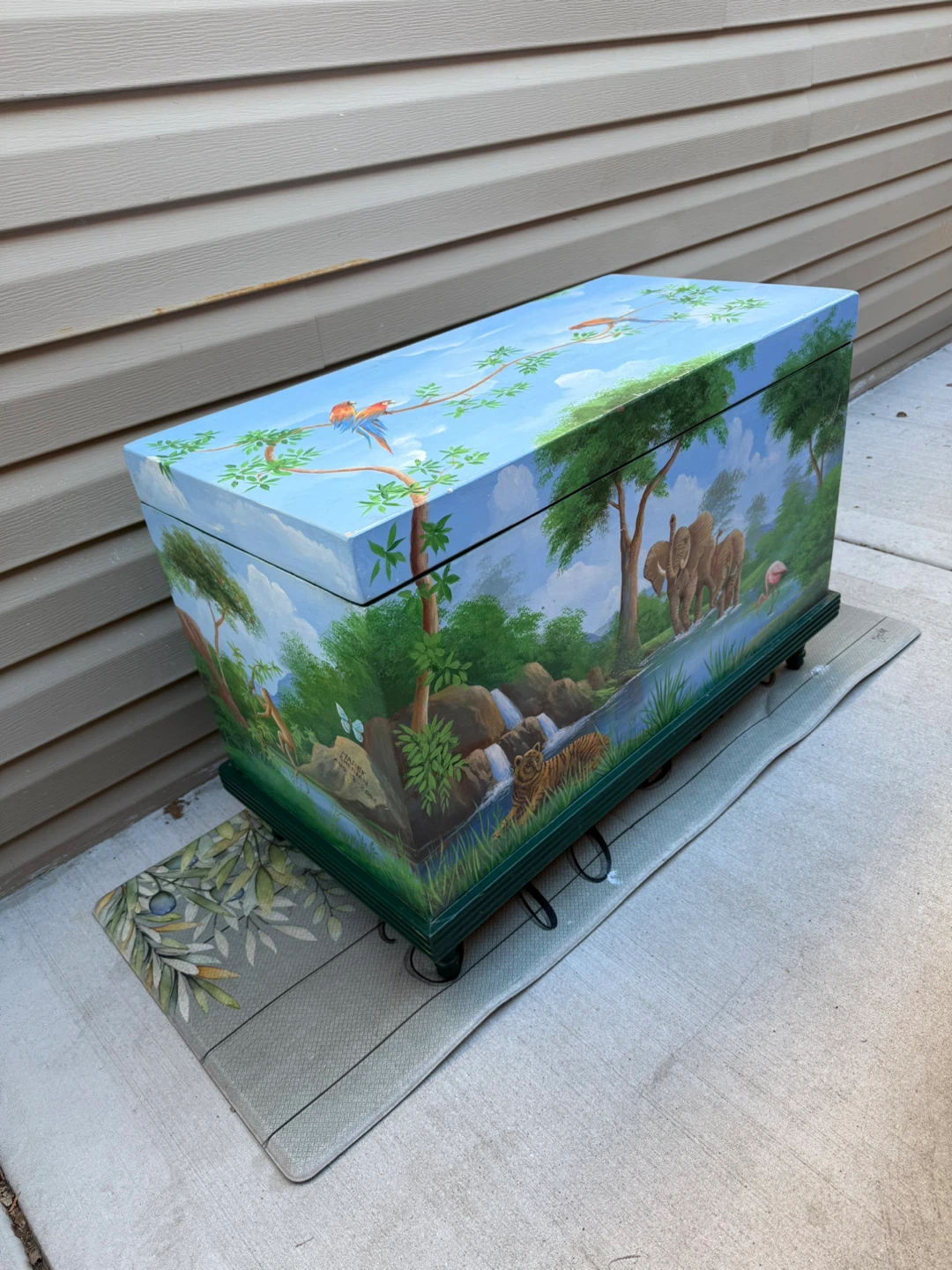 Hand-Painted Wooden Toy Chest