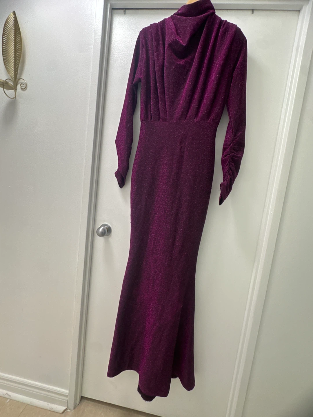 Burgundy Sparkly Maxi Dress - Size 12-13