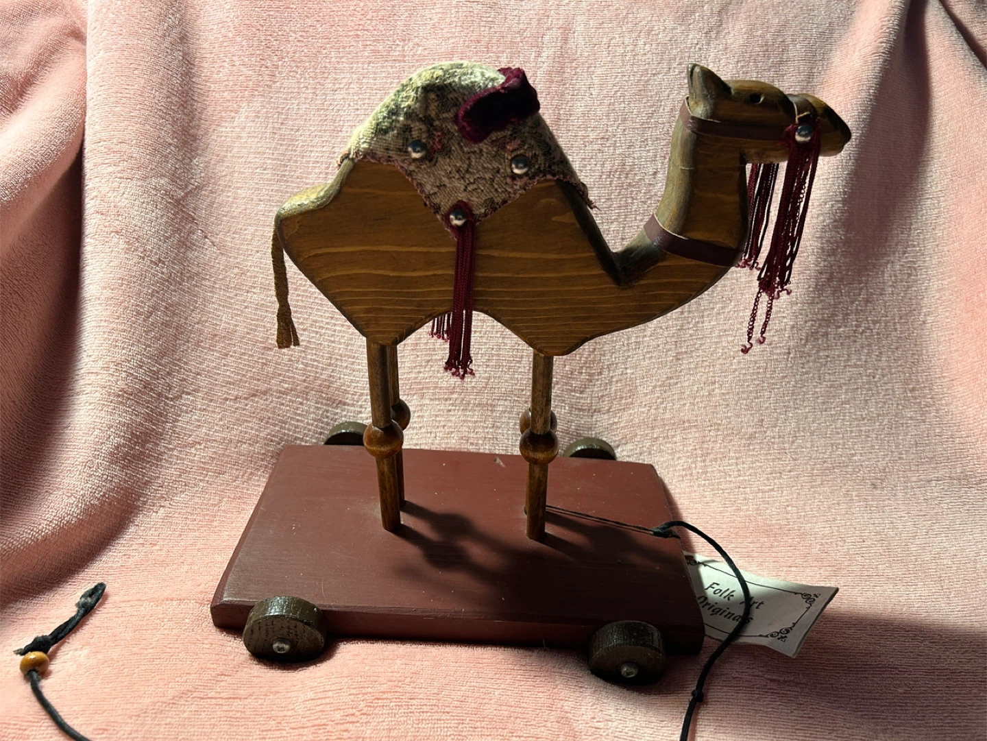 VINTAGE Folk Art Originals Wooden Camel Pull Toy