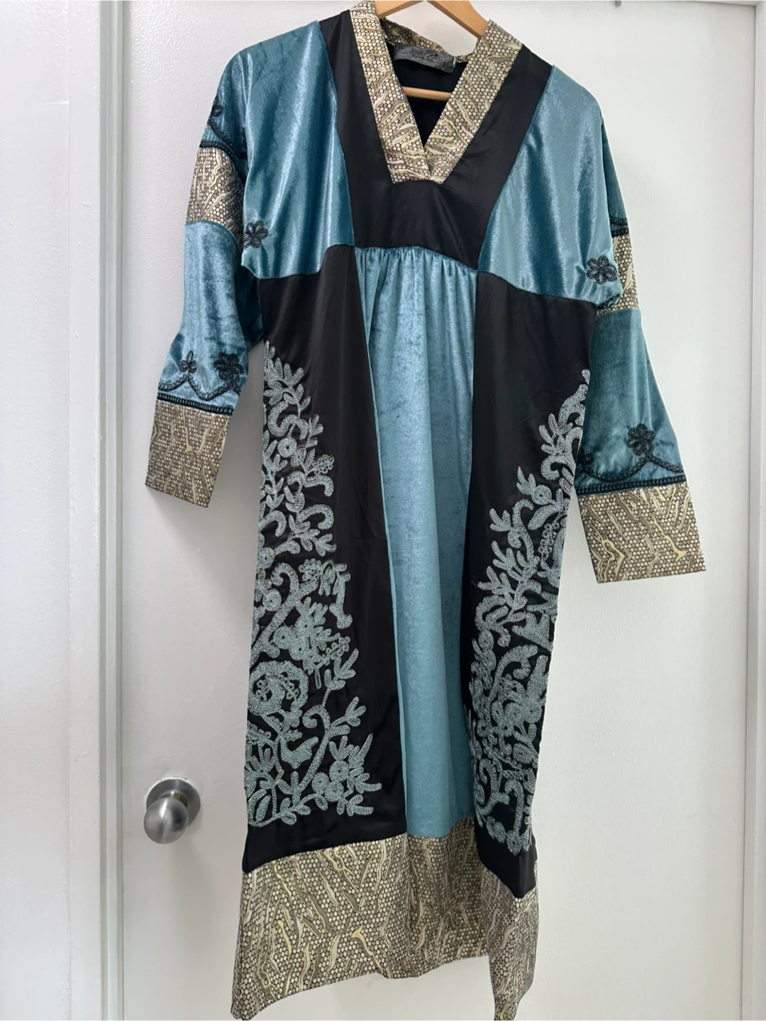 Blue & Black Embroidered Dress - Size 4