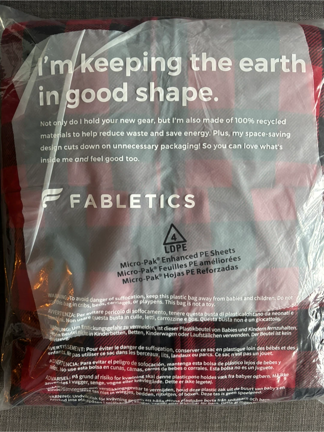Fabletics Adult Onesie - Red Buffalo Check - photo 4