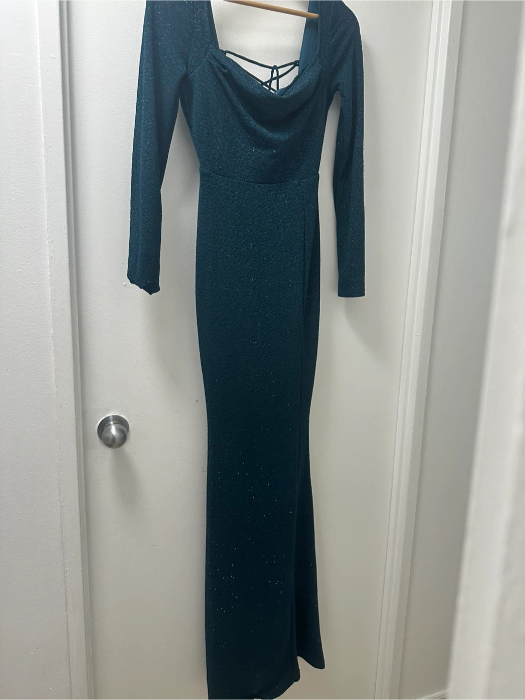 Emerald Green Long Sleeve Formal Dress - Size M