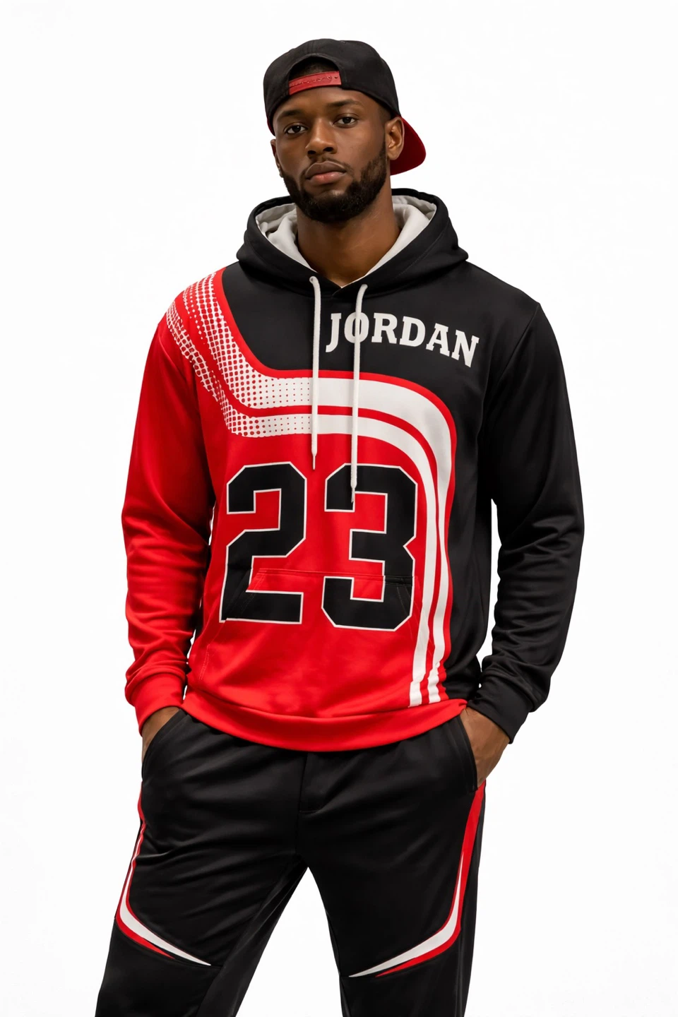 Jordan 23 Graphic Hoodie Black Red Men’s 5XL Like New - photo 2