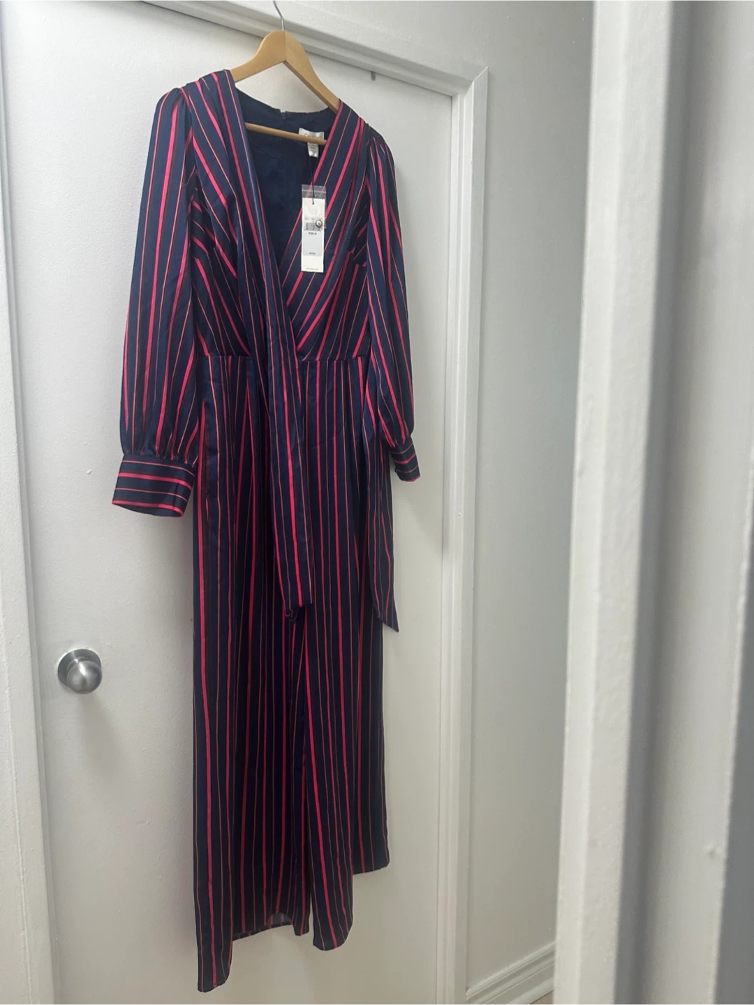 New Calvin Klein Striped Jumpsuit - Size 10