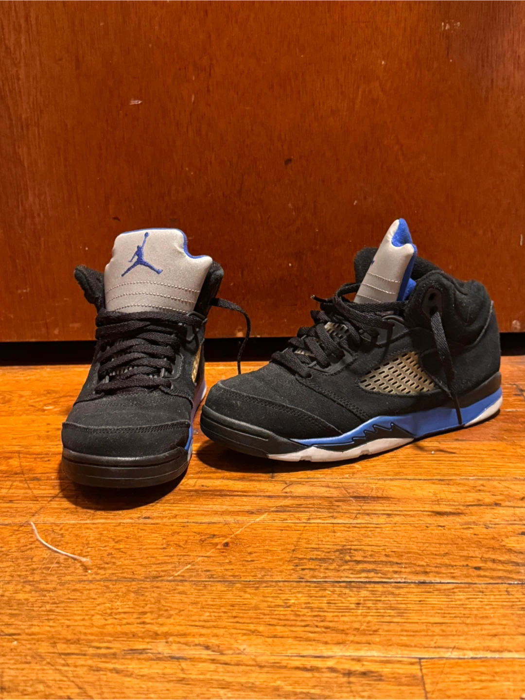 Grade School Size 3 - Jordan 5 Retro Black/Varsity Royal