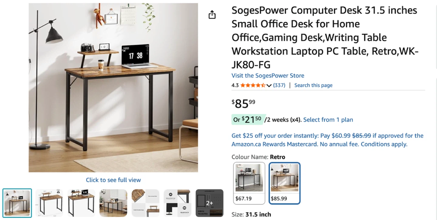 Desk from Amazon - photo 2