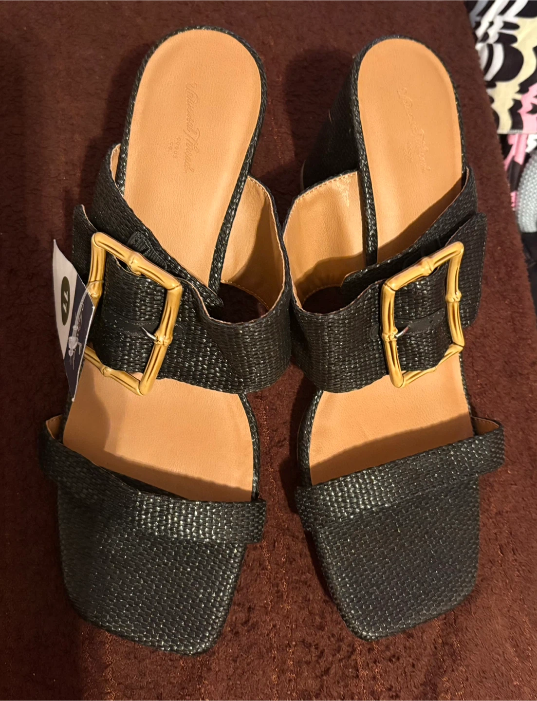 Universal Thread Black Woven Heeled Sandals - Size 11