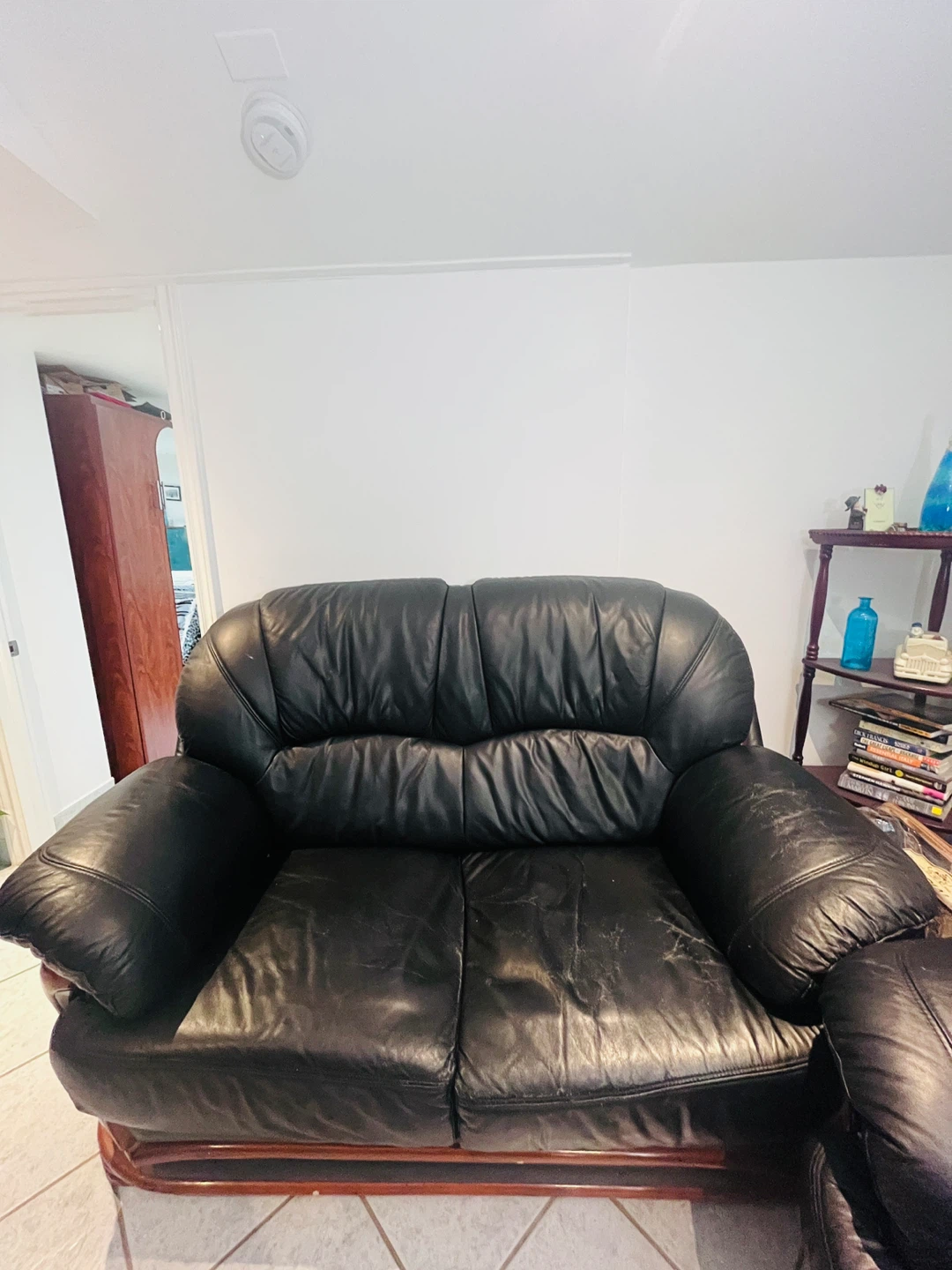 Black Leather Sofa + Armchair – $60 - photo 4