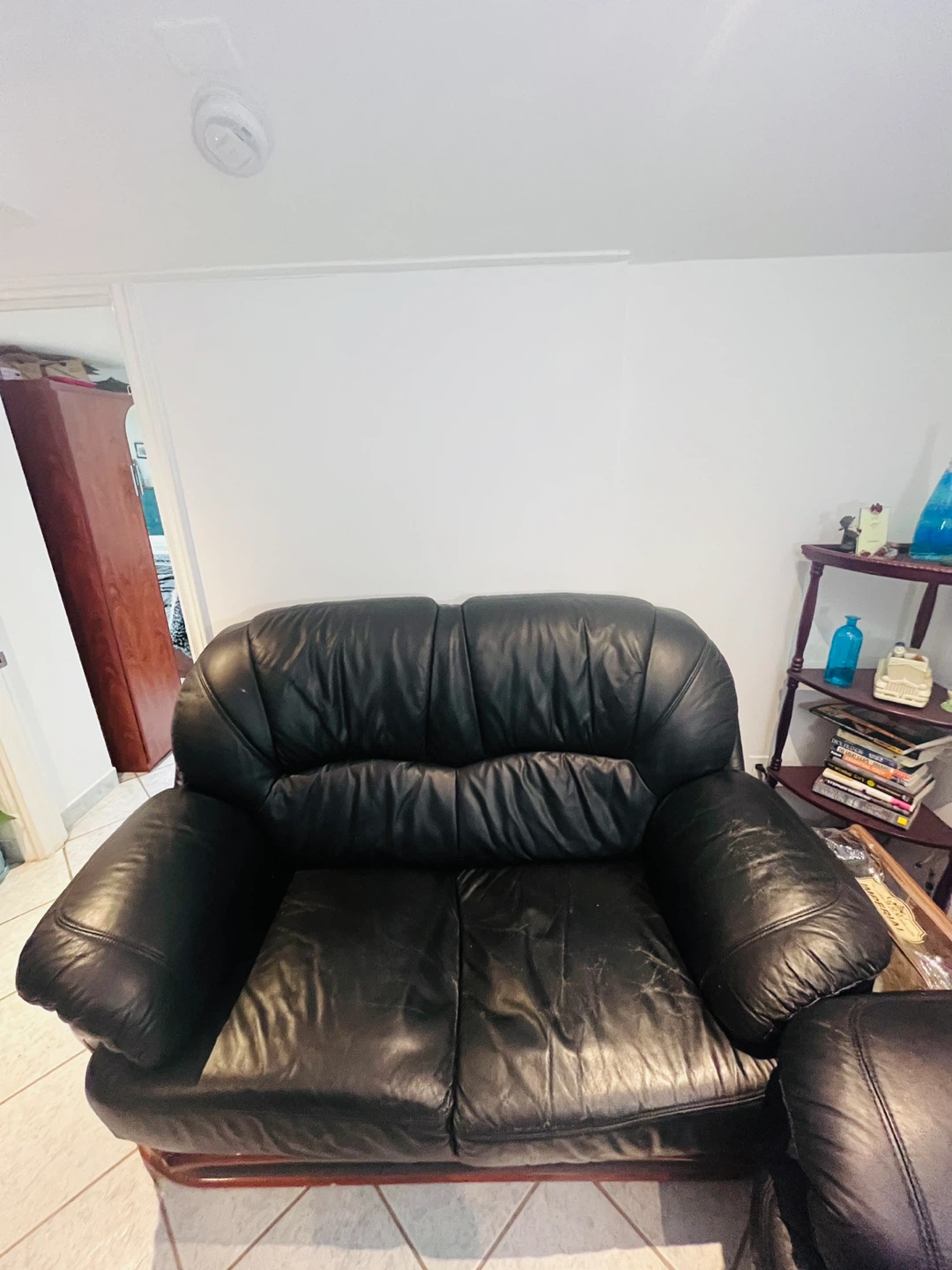 Black Leather Sofa + Armchair – $60 - photo 5