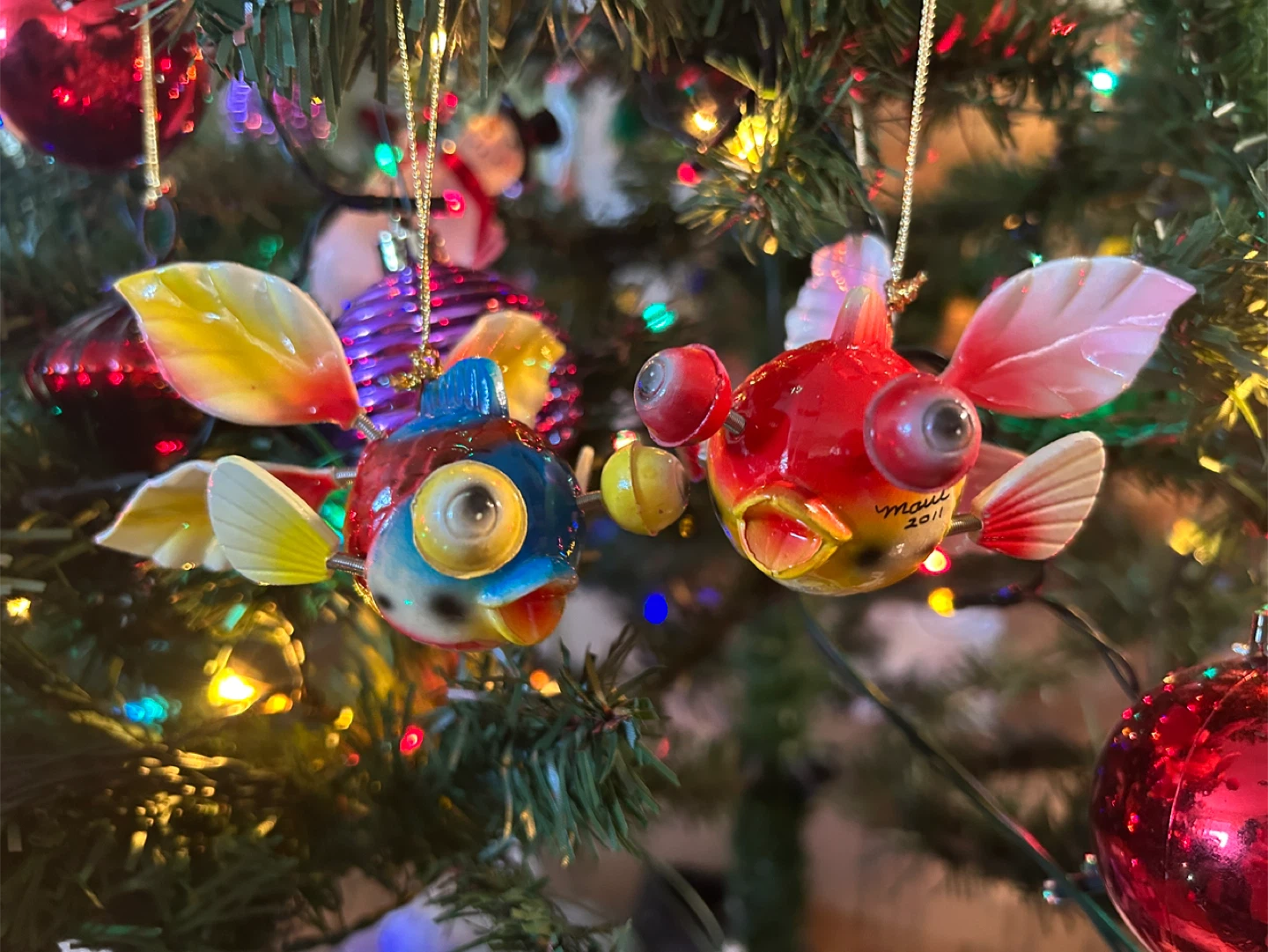 RARE Maui Christmas Fish Ornament Set