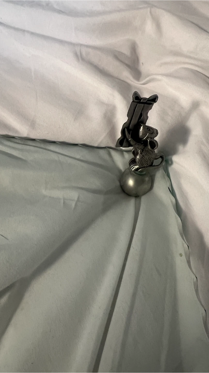 Glass Shelf with Silver Mouse Figurine - photo 3