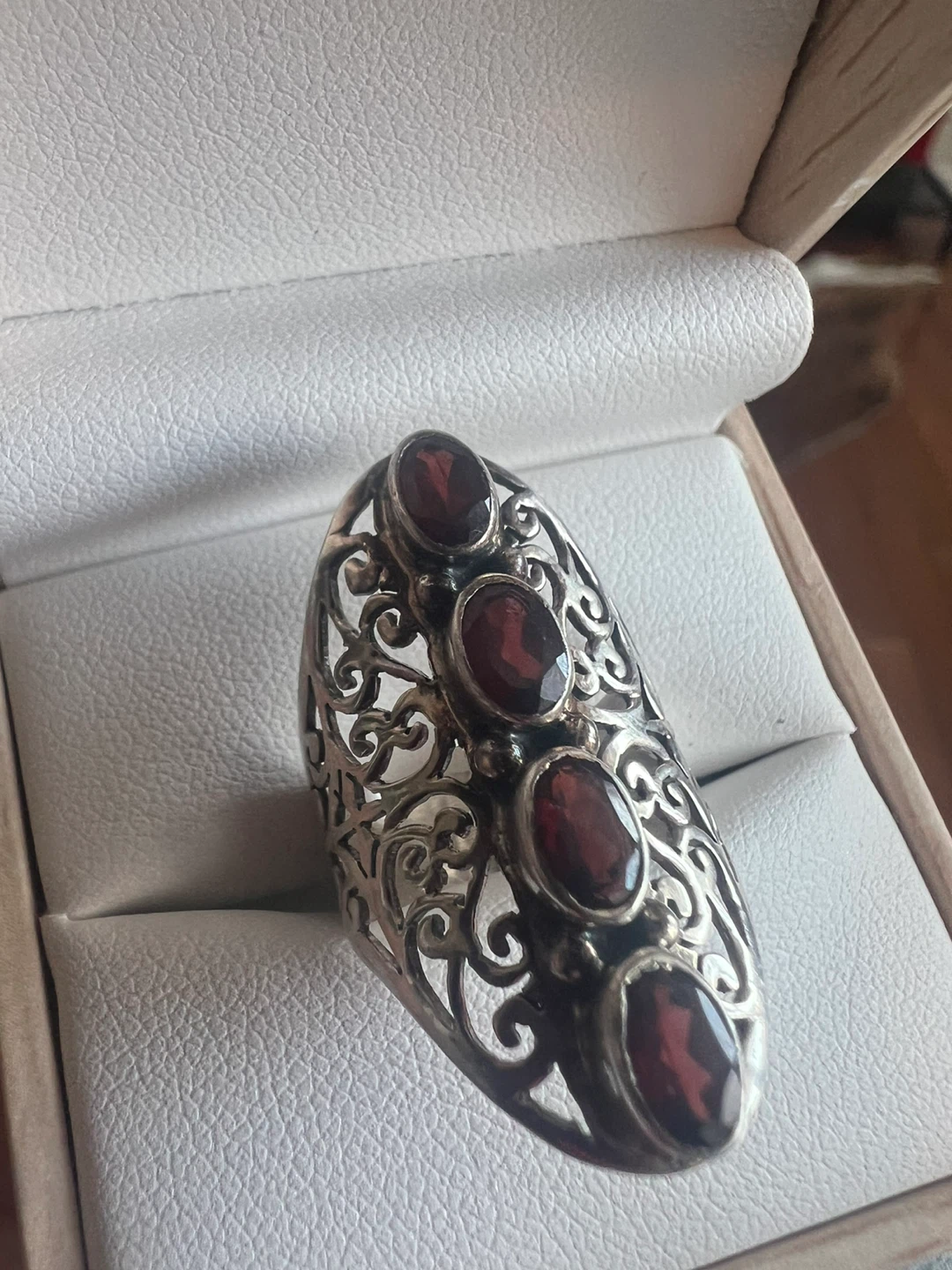 Vintage Sterling Silver Ring with Garnets - photo 2