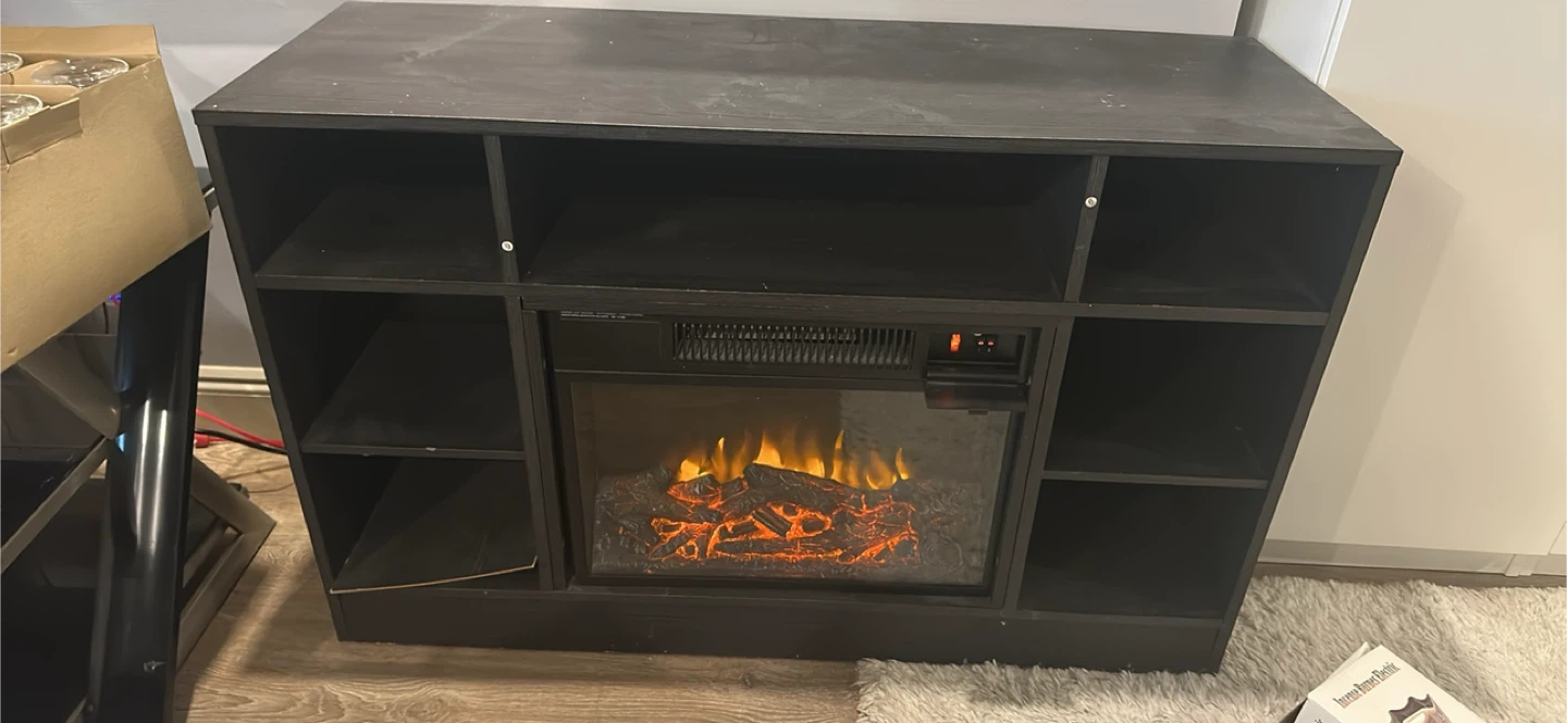 Black Fireplace TV Stand