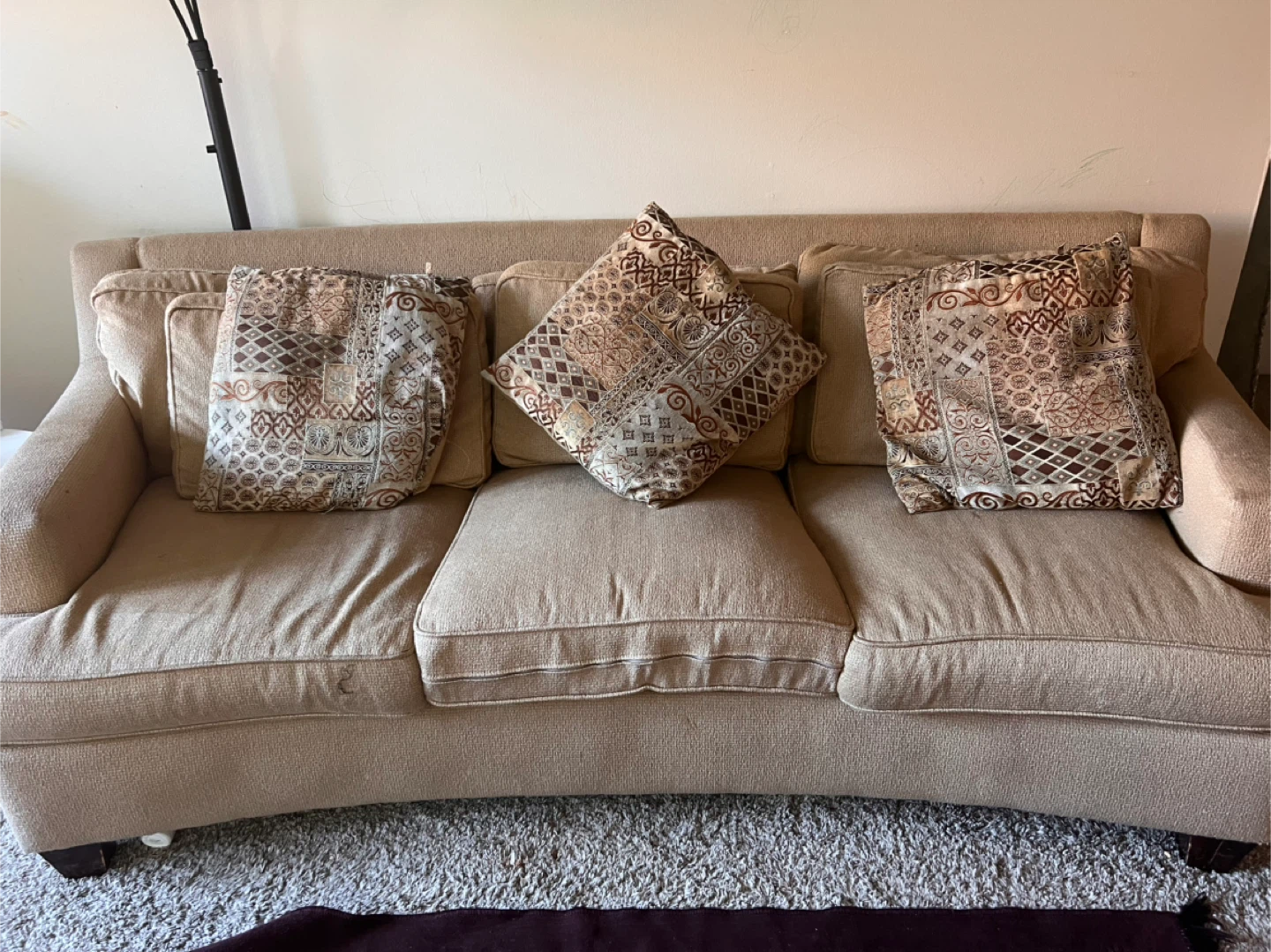 Tan Sofa with Pillows - photo 2