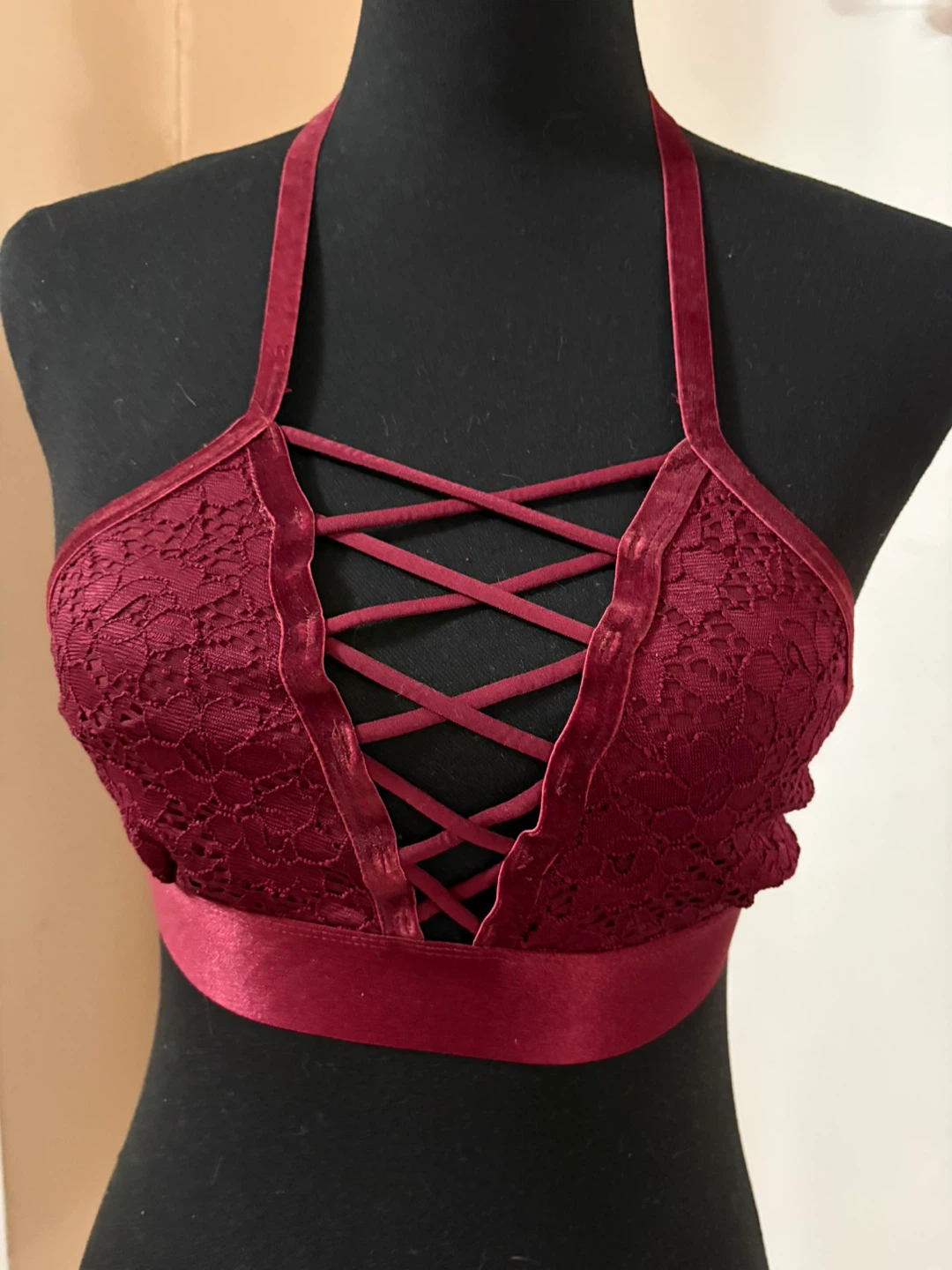 Iris Lace Halter Bra - Size Small
