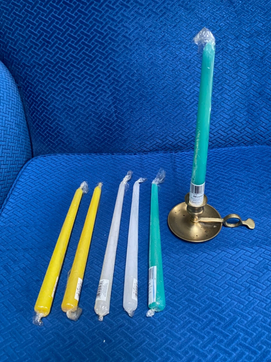 Brass Candle Stick Holder with Taper Candles