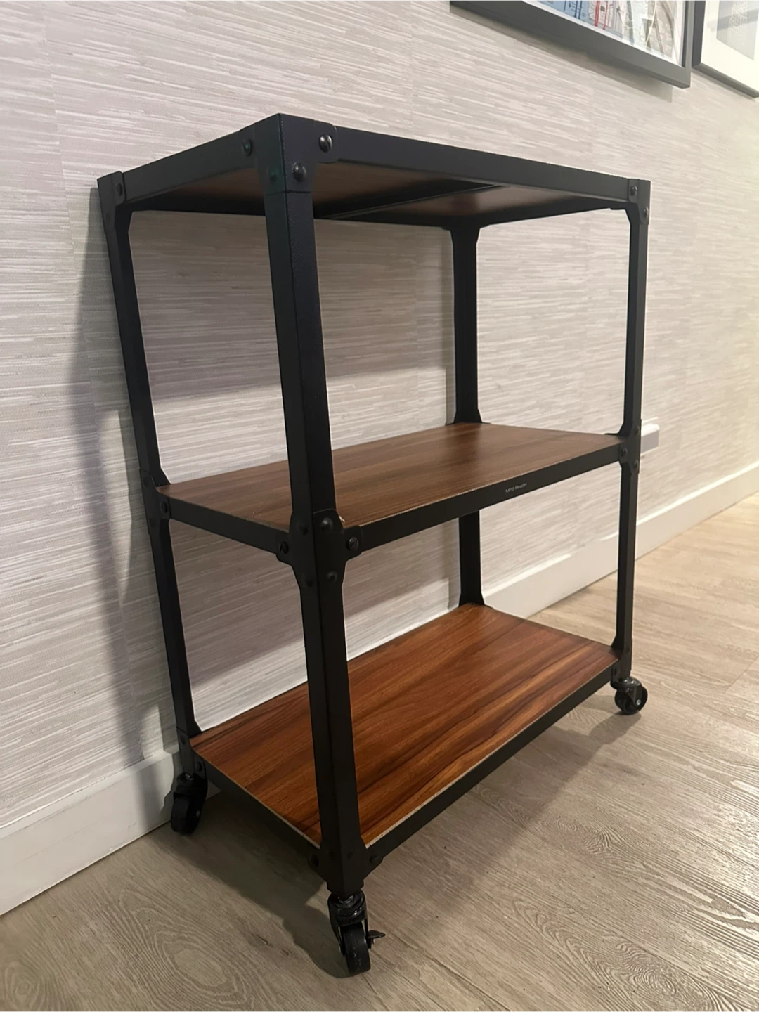 3-Tier Rolling Utility Cart - Wood & Metal - photo 2