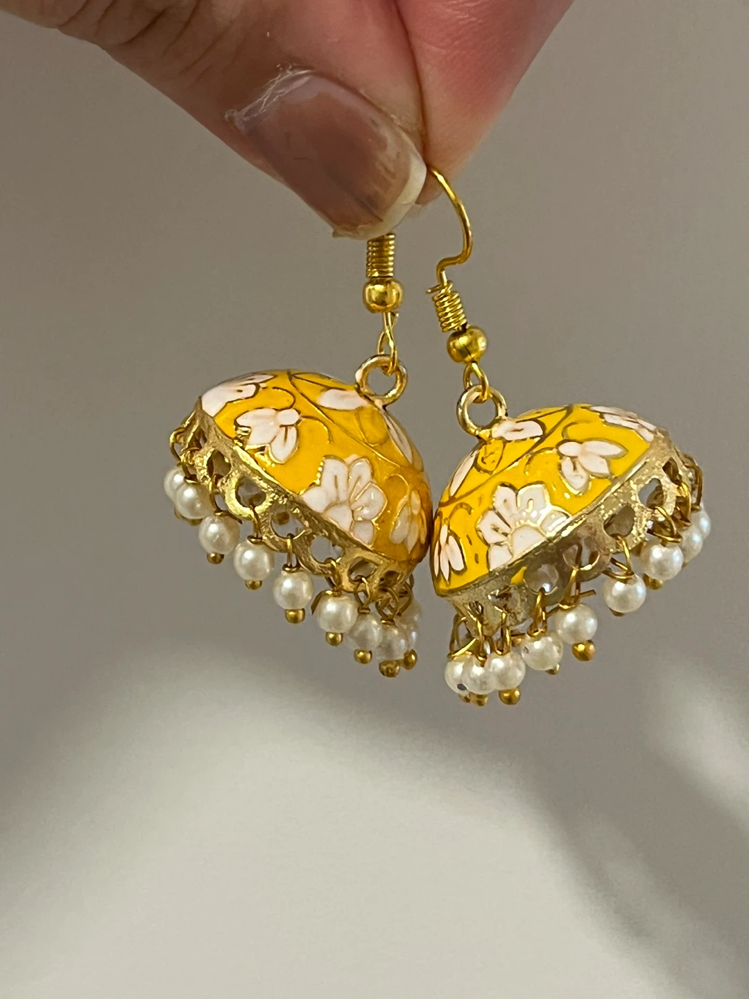 Yellow Jhumka Earrings Indian earrings south Asian jewelry