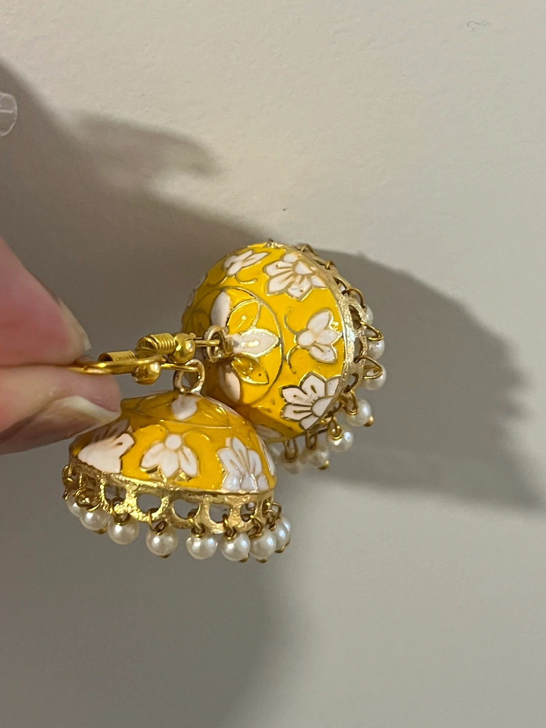 Yellow Jhumka Earrings Indian earrings south Asian jewelry - photo 2