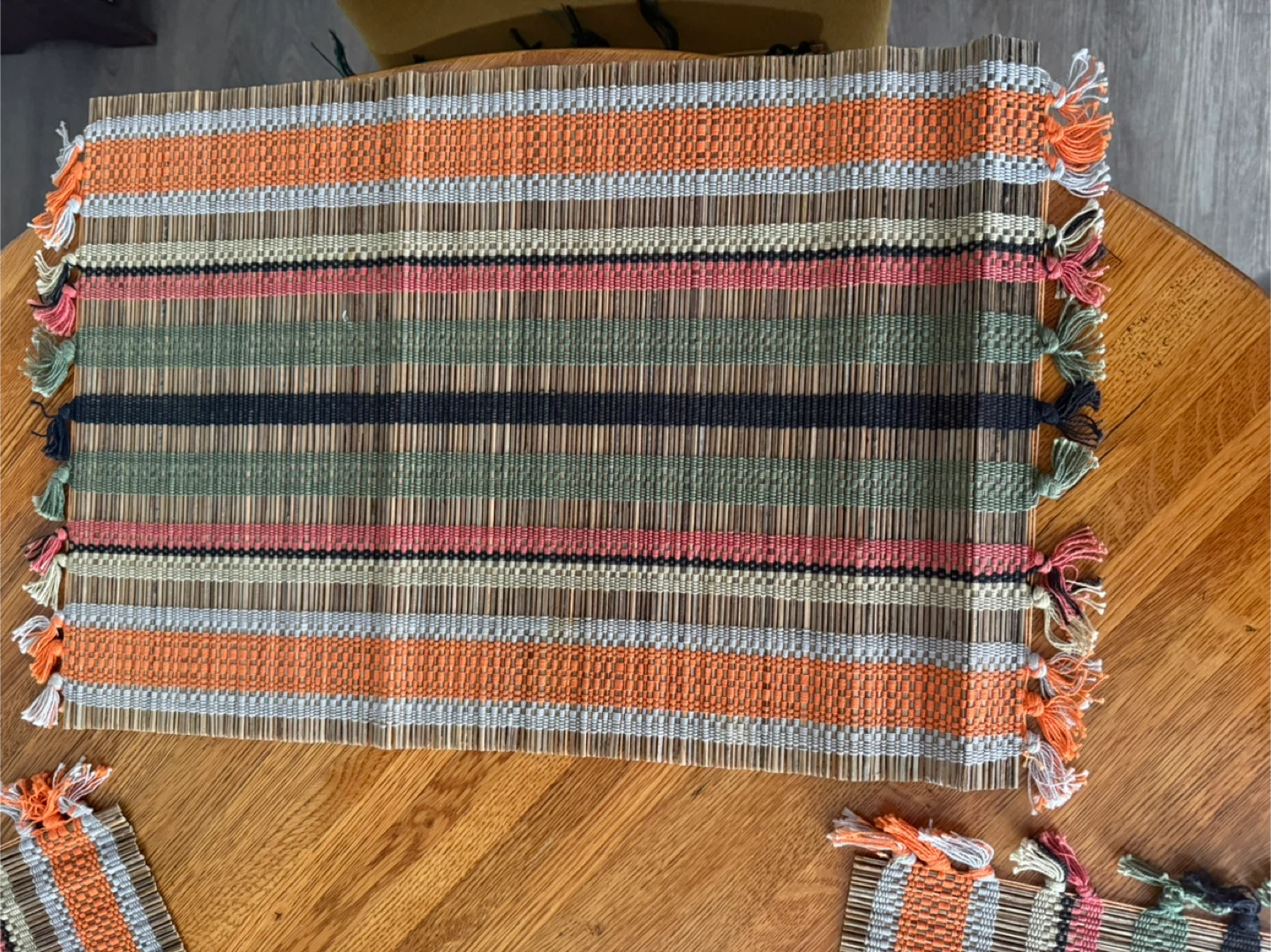 Striped Bamboo Placemats and table runner - photo 2