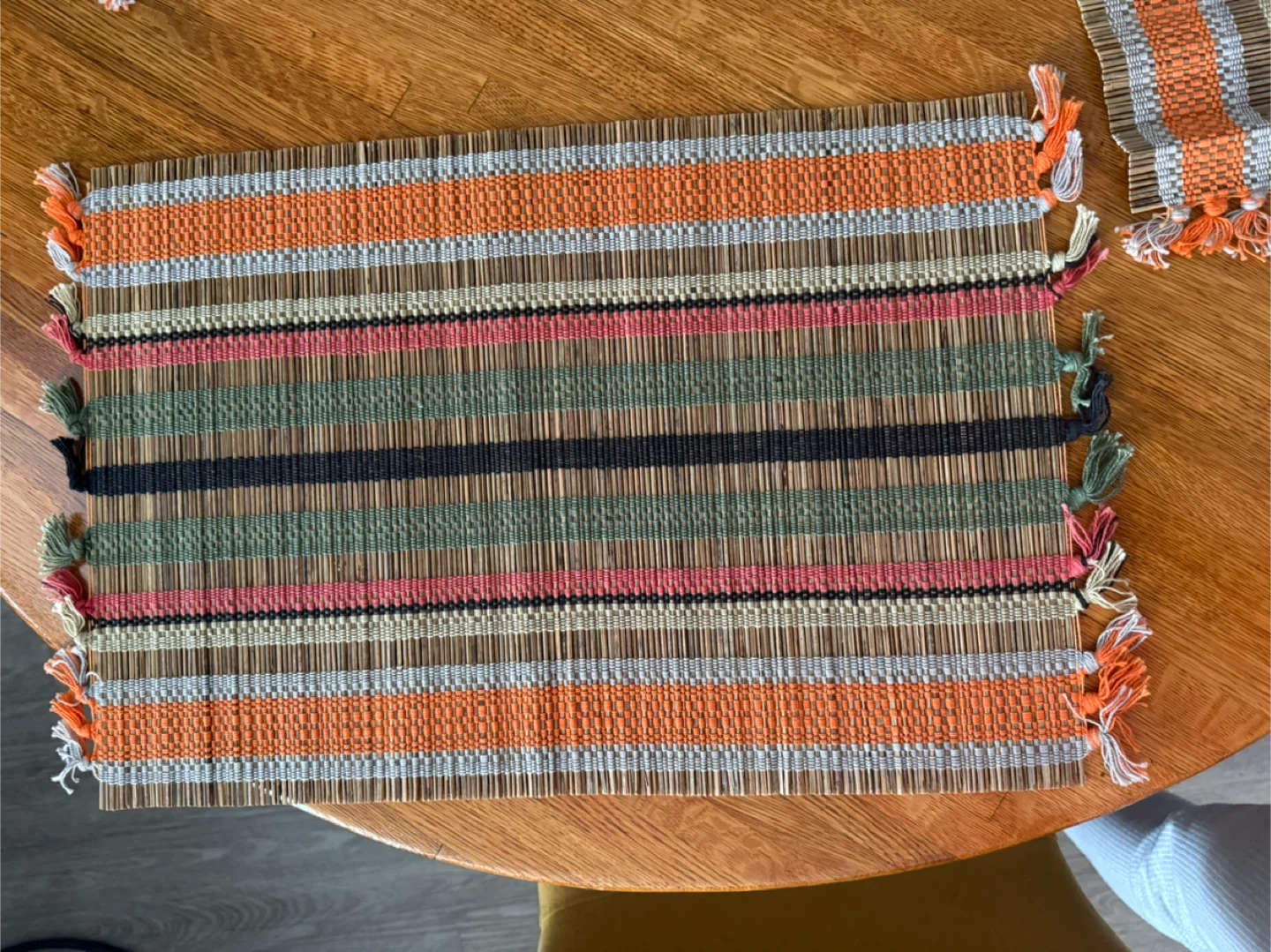 Striped Bamboo Placemats and table runner - photo 3
