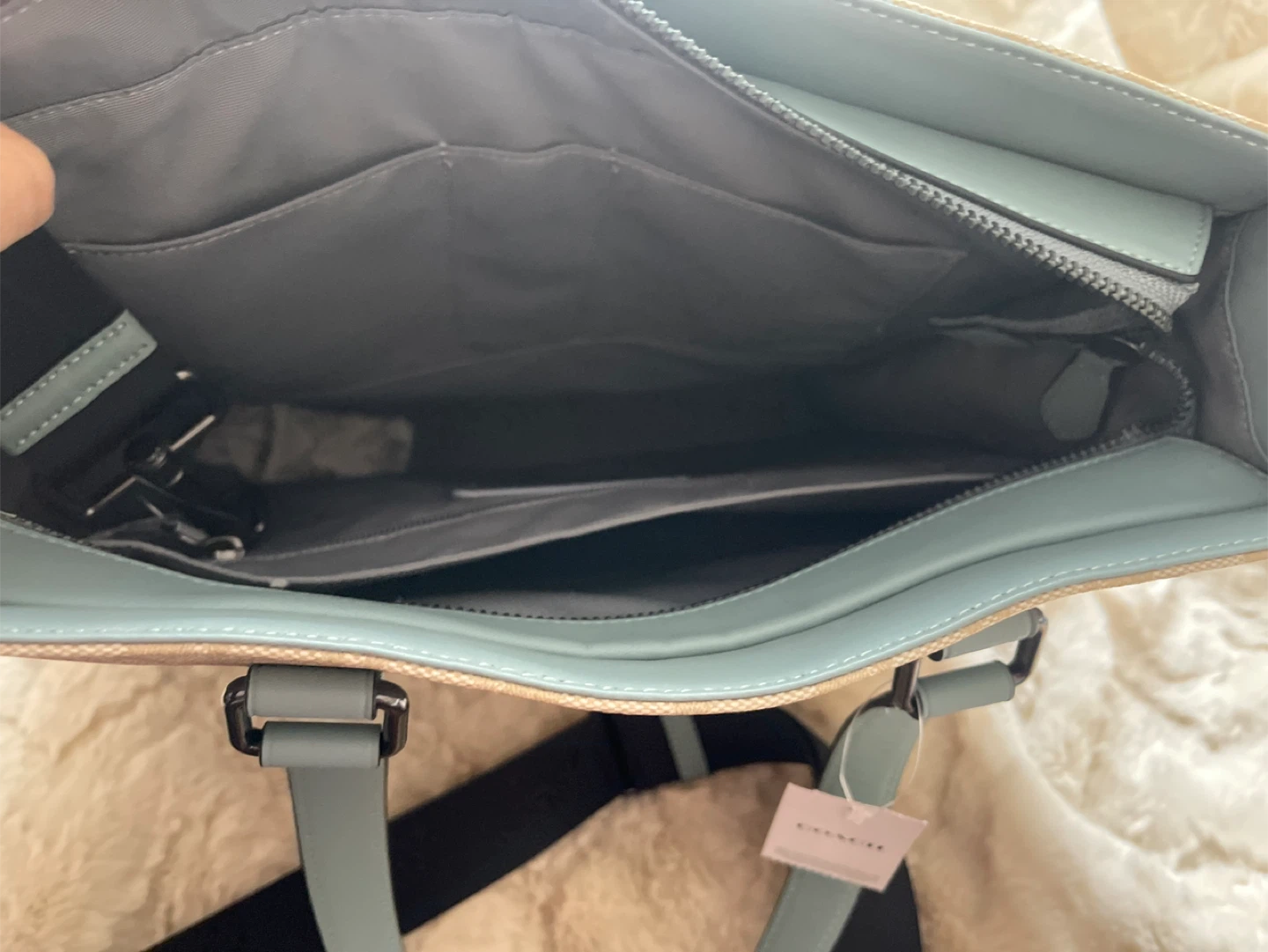 Coach Tote Bag - Signature Canvas, Blue Trim - photo 5