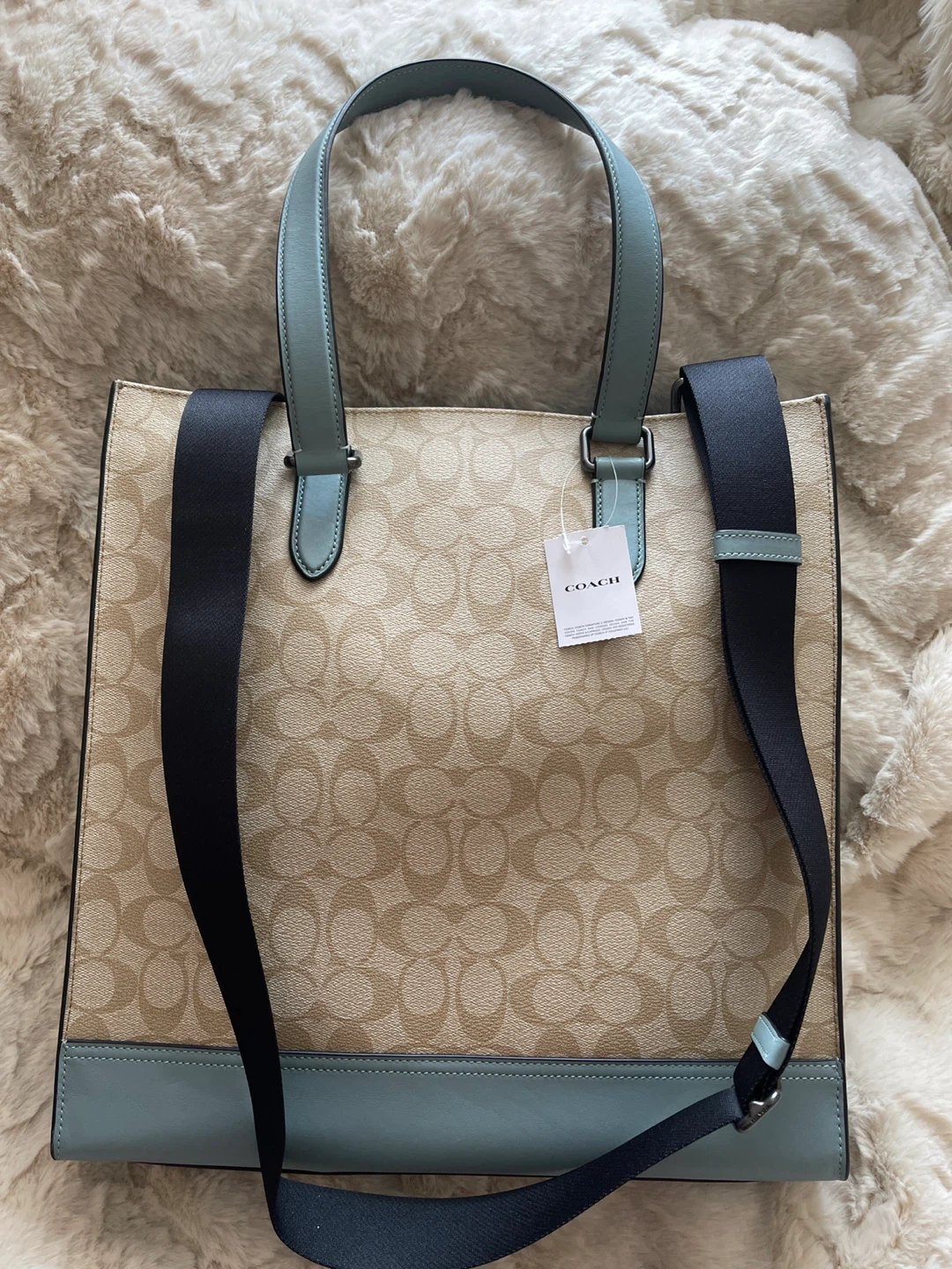 Coach Tote Bag - Signature Canvas, Blue Trim - photo 4