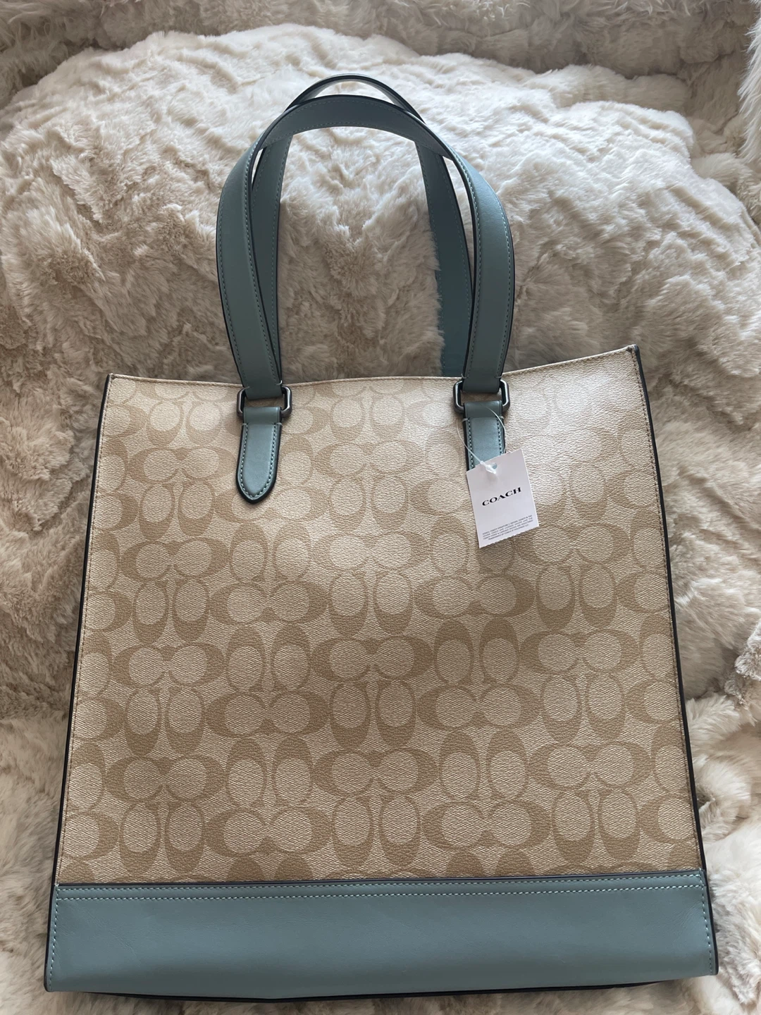 Coach Tote Bag - Signature Canvas, Blue Trim - photo 3