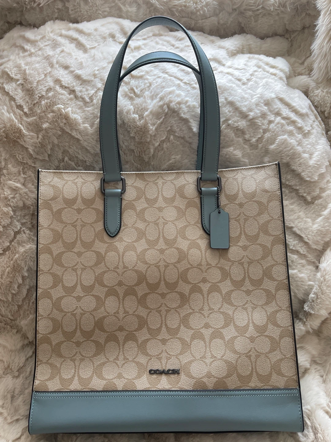 Coach Tote Bag - Signature Canvas, Blue Trim - photo 2