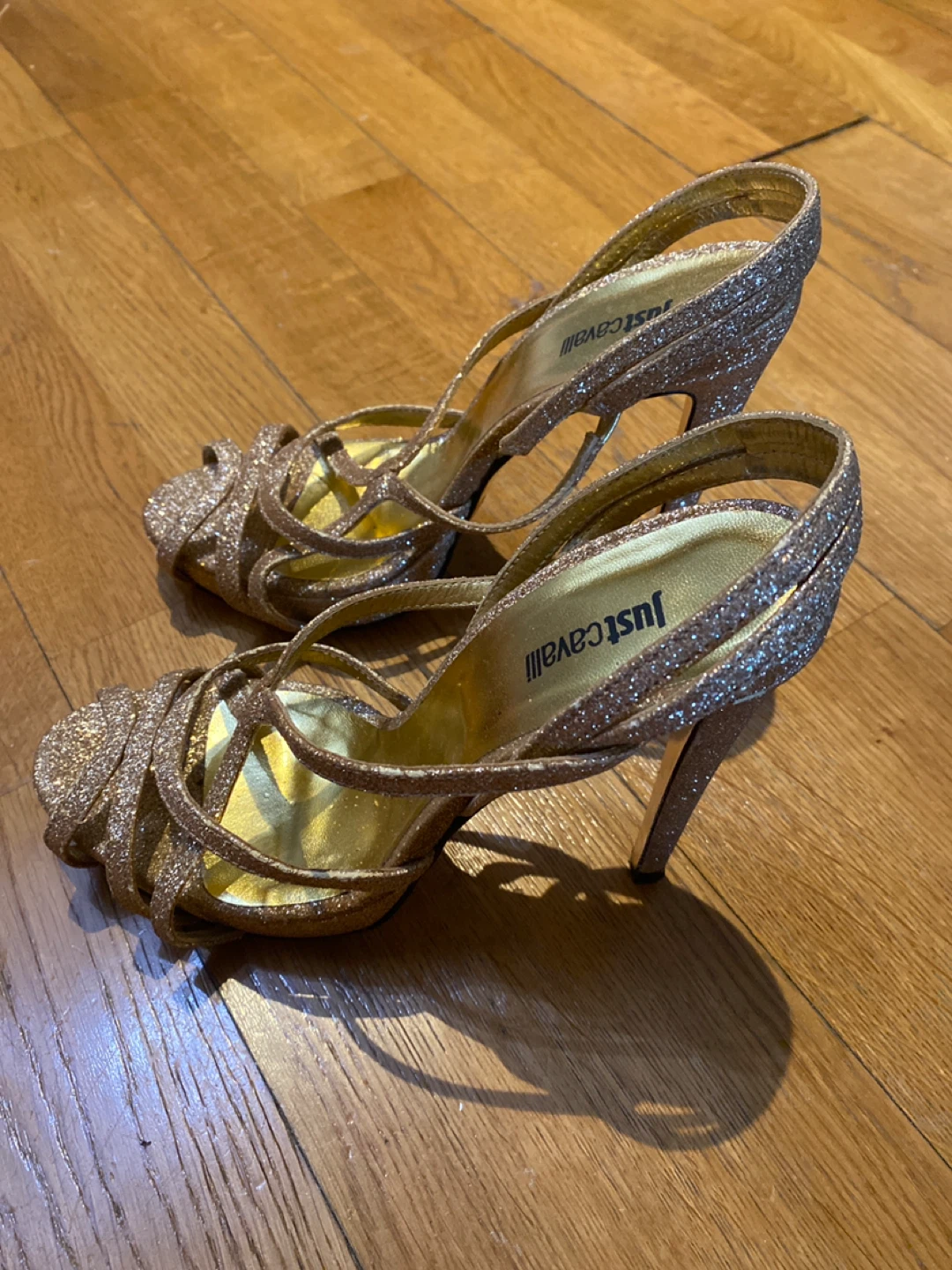 Just Cavalli Gold Glitter Heels
