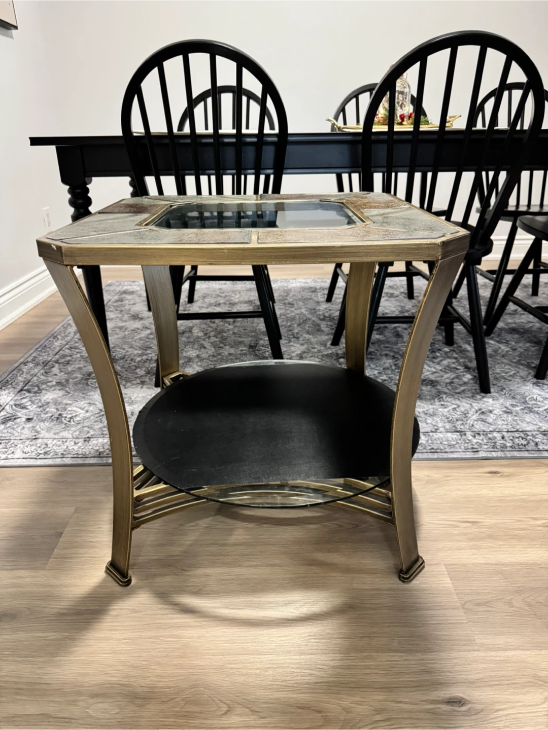 Classic living side Table with Glass Top & Shelf - photo 2