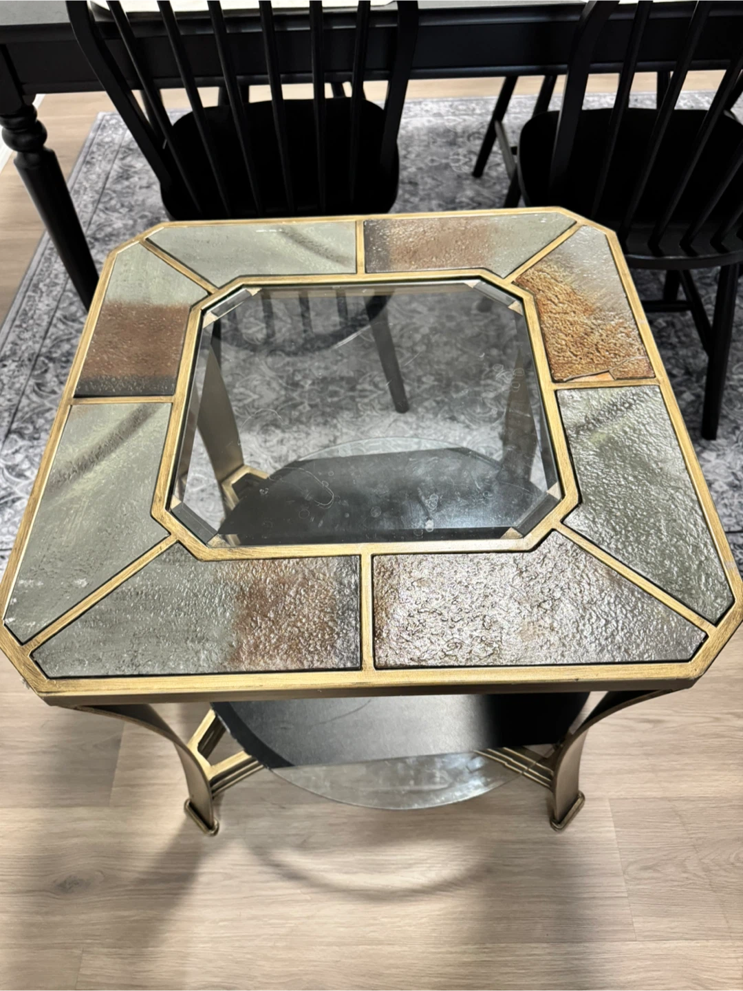 Classic living side Table with Glass Top & Shelf - photo 3