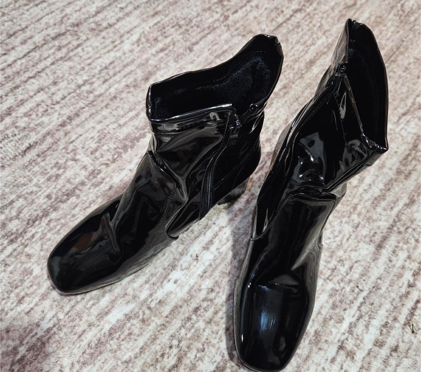 Black Patent Leather Ankle Boots - Size 38 - photo 2